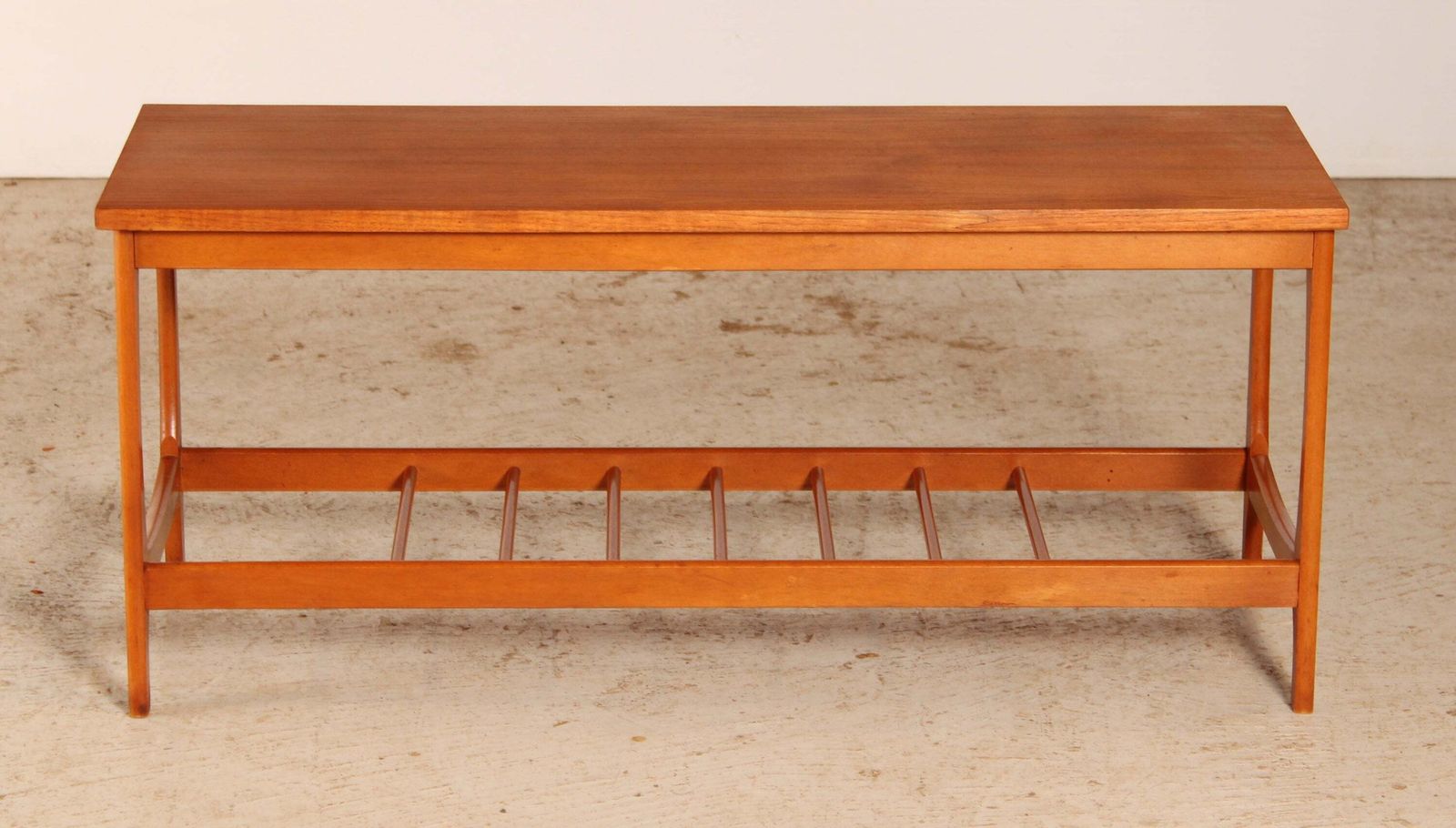 Mid Century Teak Coffee Table With A Magazine Rack, Circa 1960s