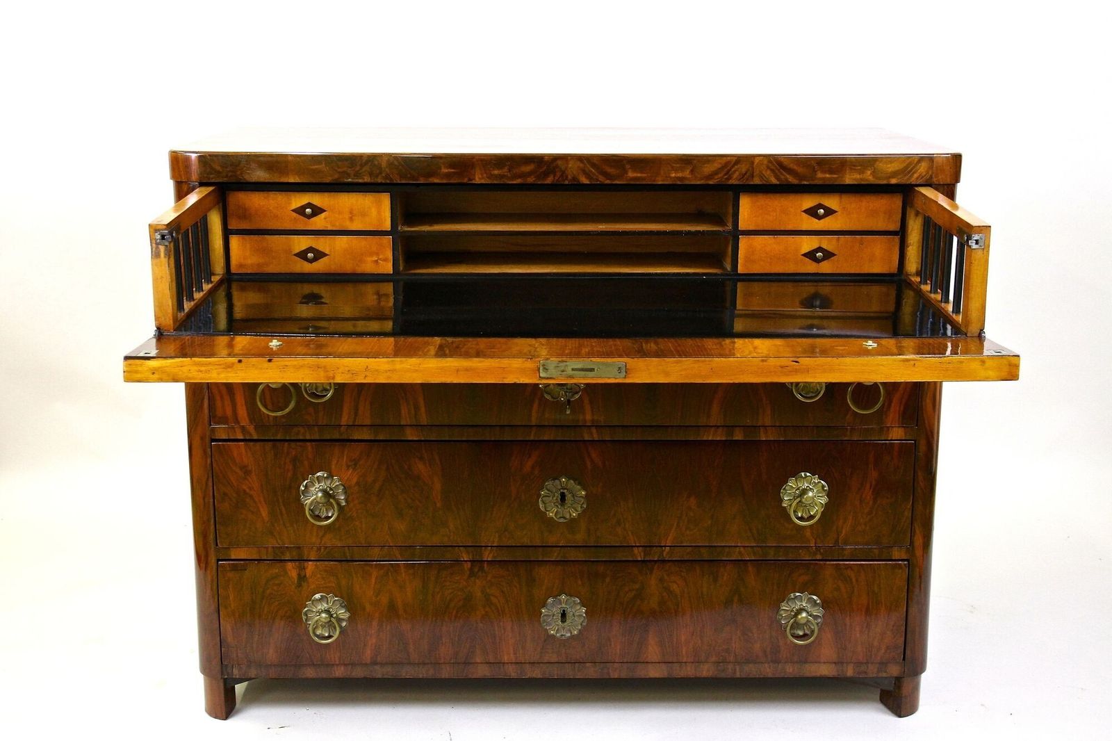 19th Century Biedermeier Chest Of Drawers/ Secretary, Nutwood, At Ca. 1830 photo furniture