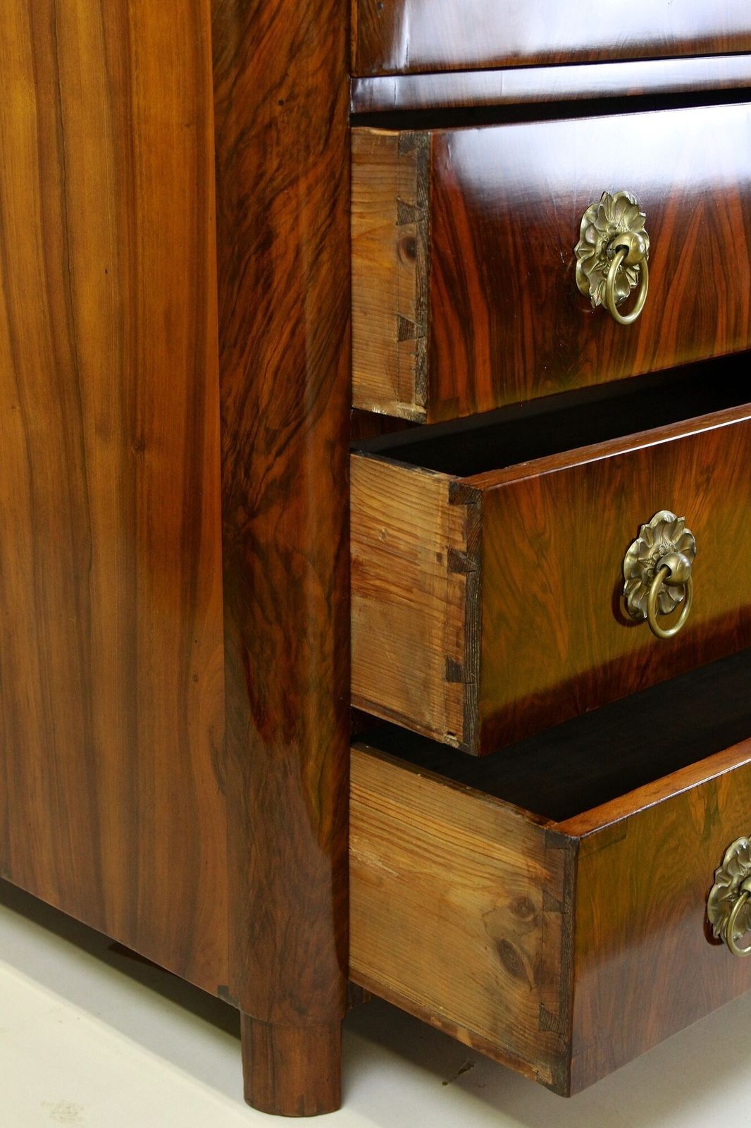 19th Century Biedermeier Chest Of Drawers/ Secretary, Nutwood, At Ca. 1830 photo vintage