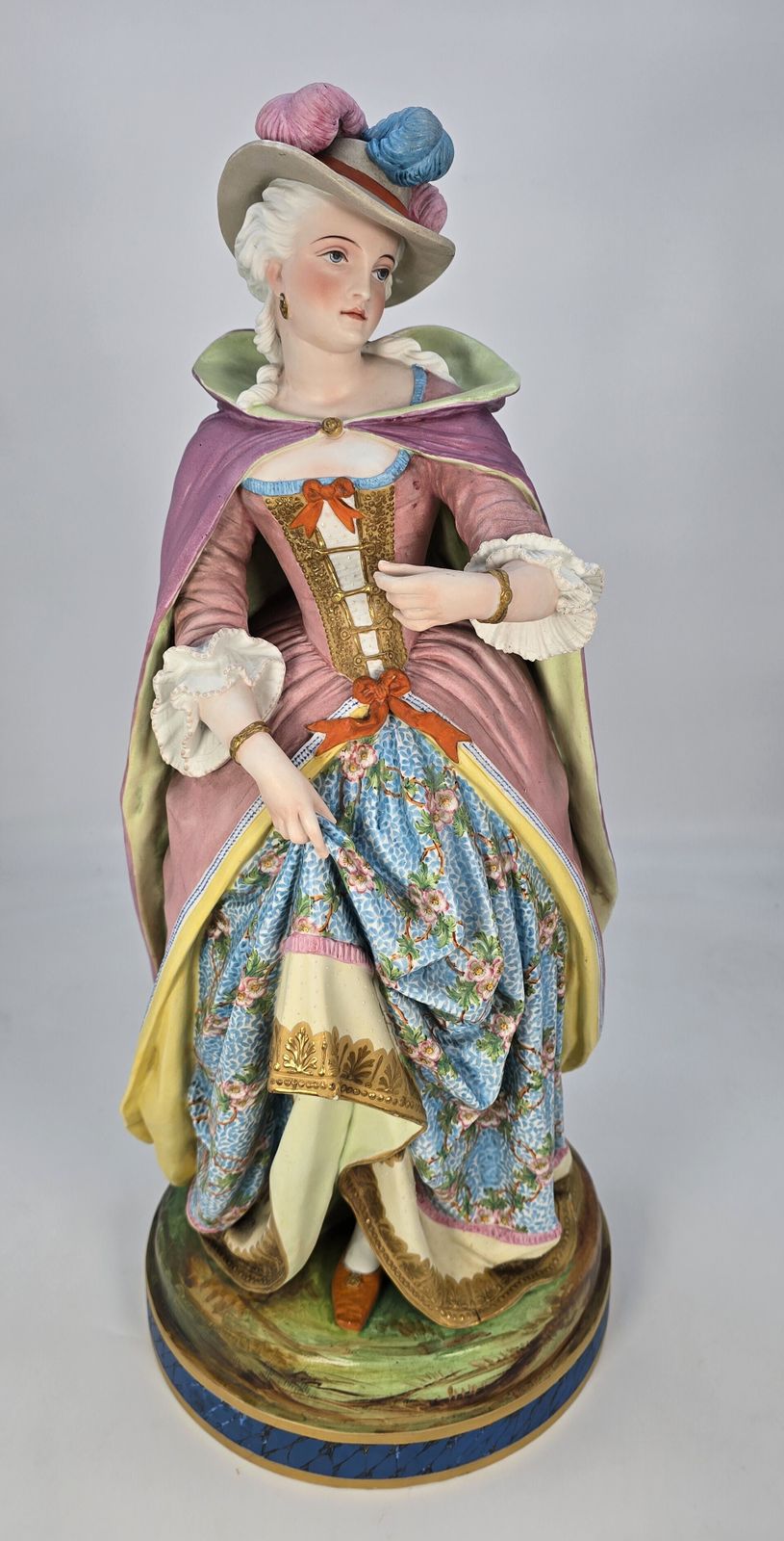 A Pair Of 19th Century Large French Porcelain Hand Painted Figures, Circa 1860 photo vintage