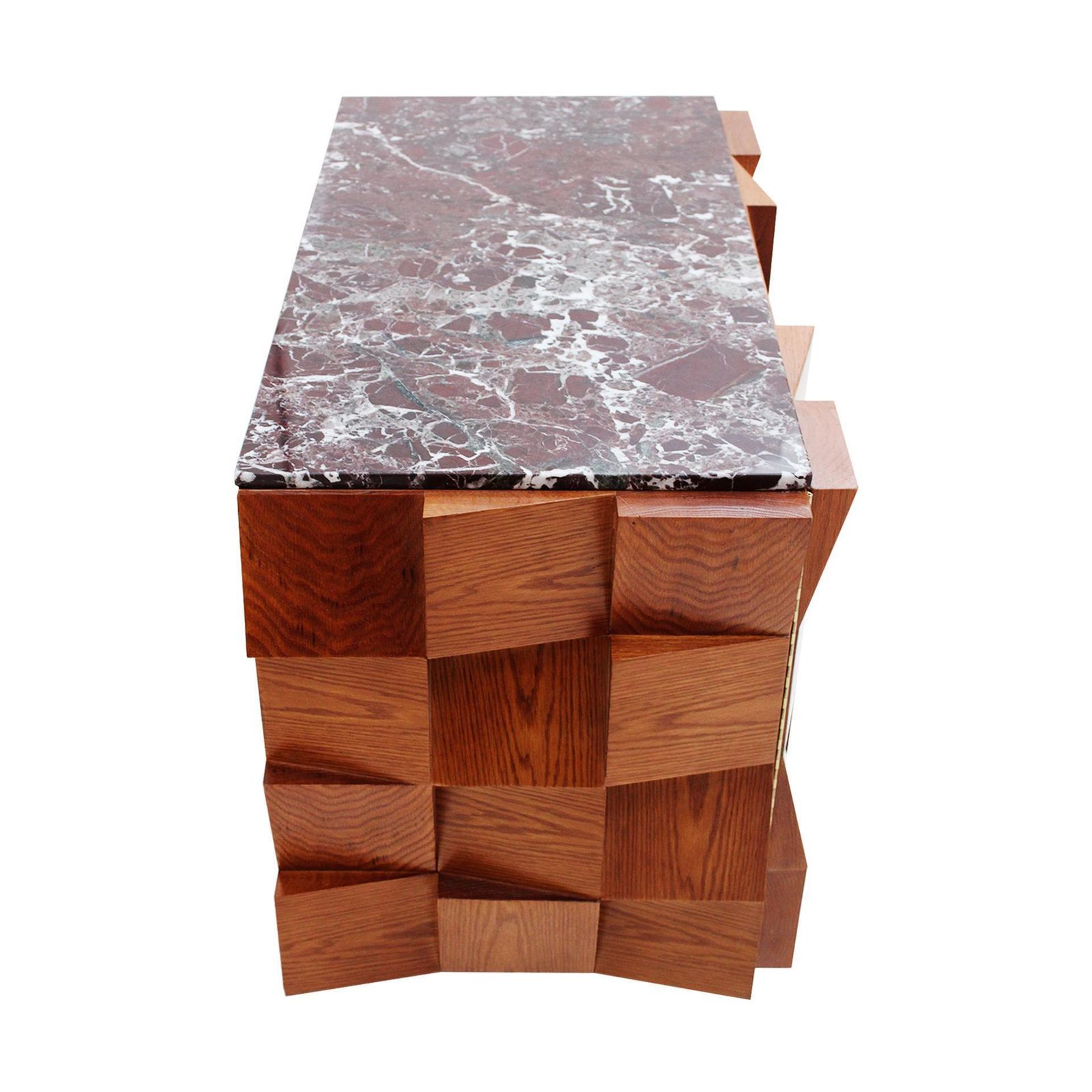 Pair Of Modern Contemporary Sideboards Made Of Wood And Burgundy Marble Top, Italy photo Furniture