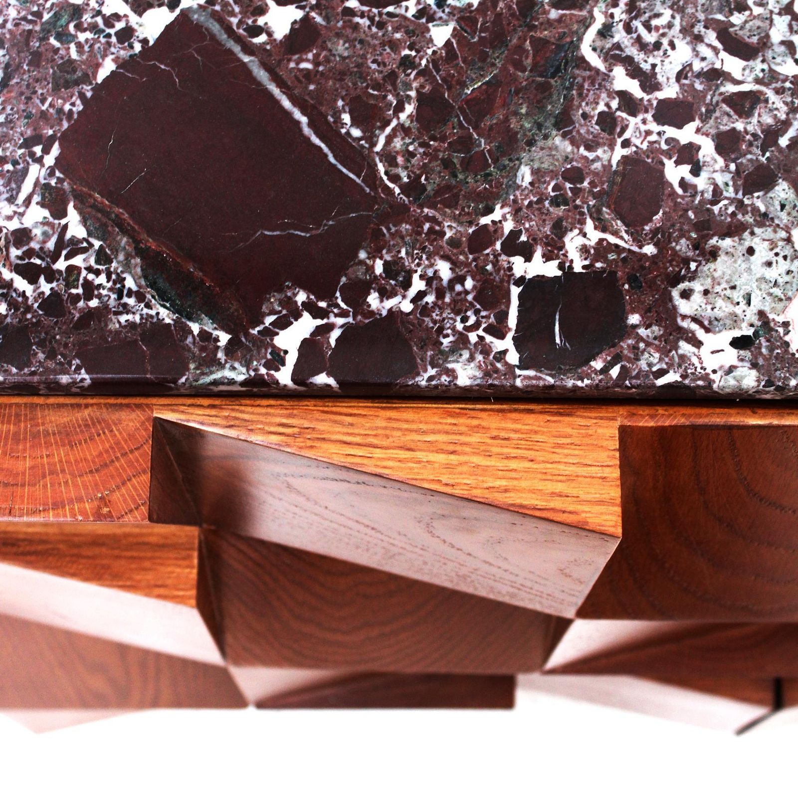 Furniture Pair Of Modern Contemporary Sideboards Made Of Wood And Burgundy Marble Top, Italy photo