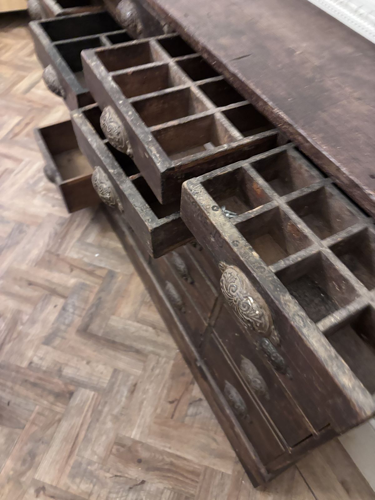 Twice Bank Of Drawers Chemist Apothecary 24 Drewers photo for sale