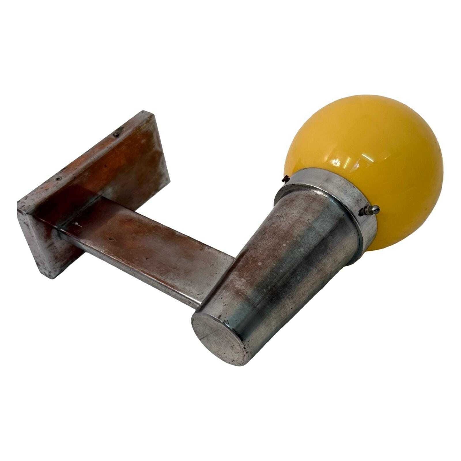 Napako (Czech)   Art Deco (Style)   Wall Mounted Lamp With Yellow, Opaline Glass And Chrome Plated, Copper Mount photo furniture