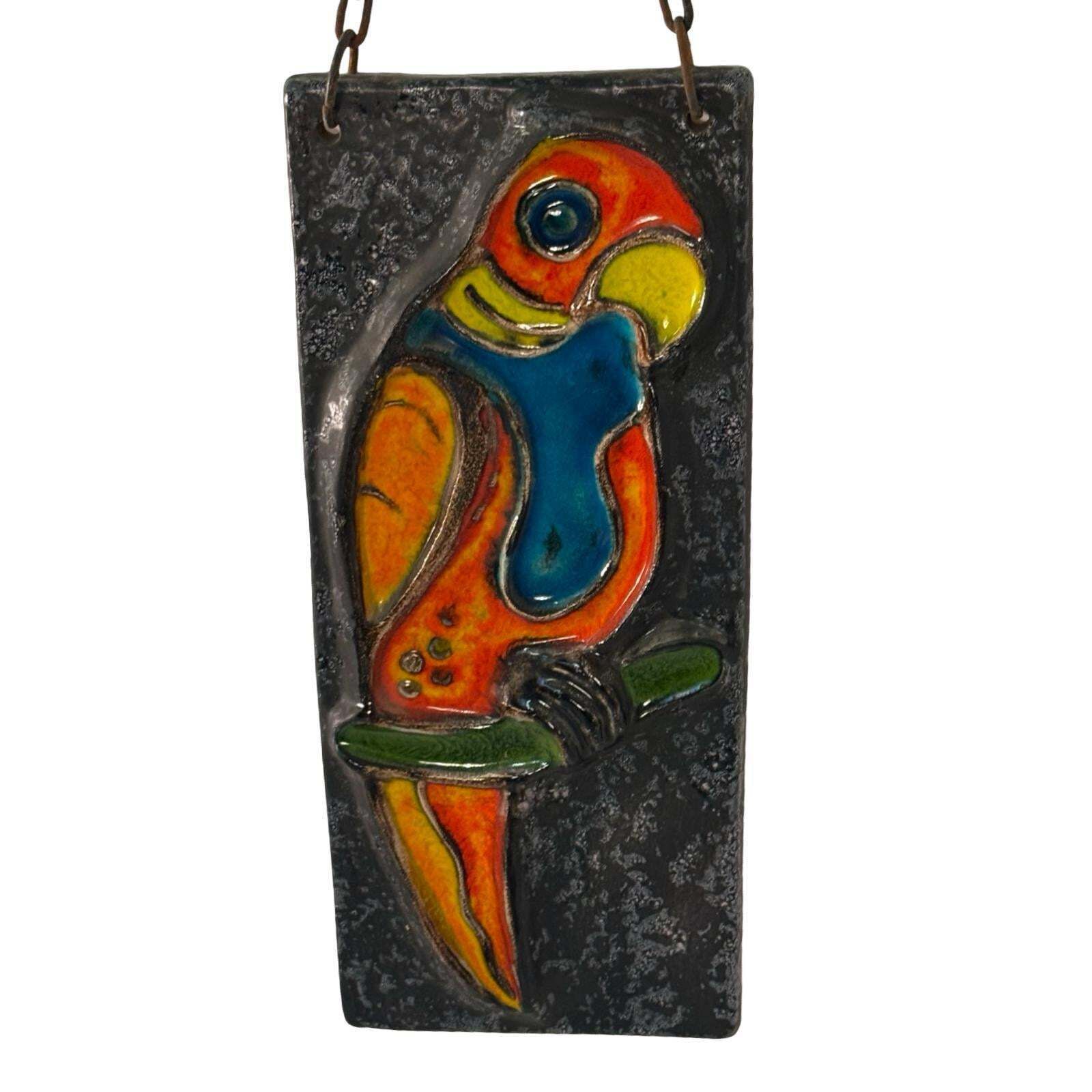 Carstens Tönnieshof / Peter Diere   Ca. 1960's   Wgp (West German Pottery)   Wall Plaque In Vibrant Colors   Parrot