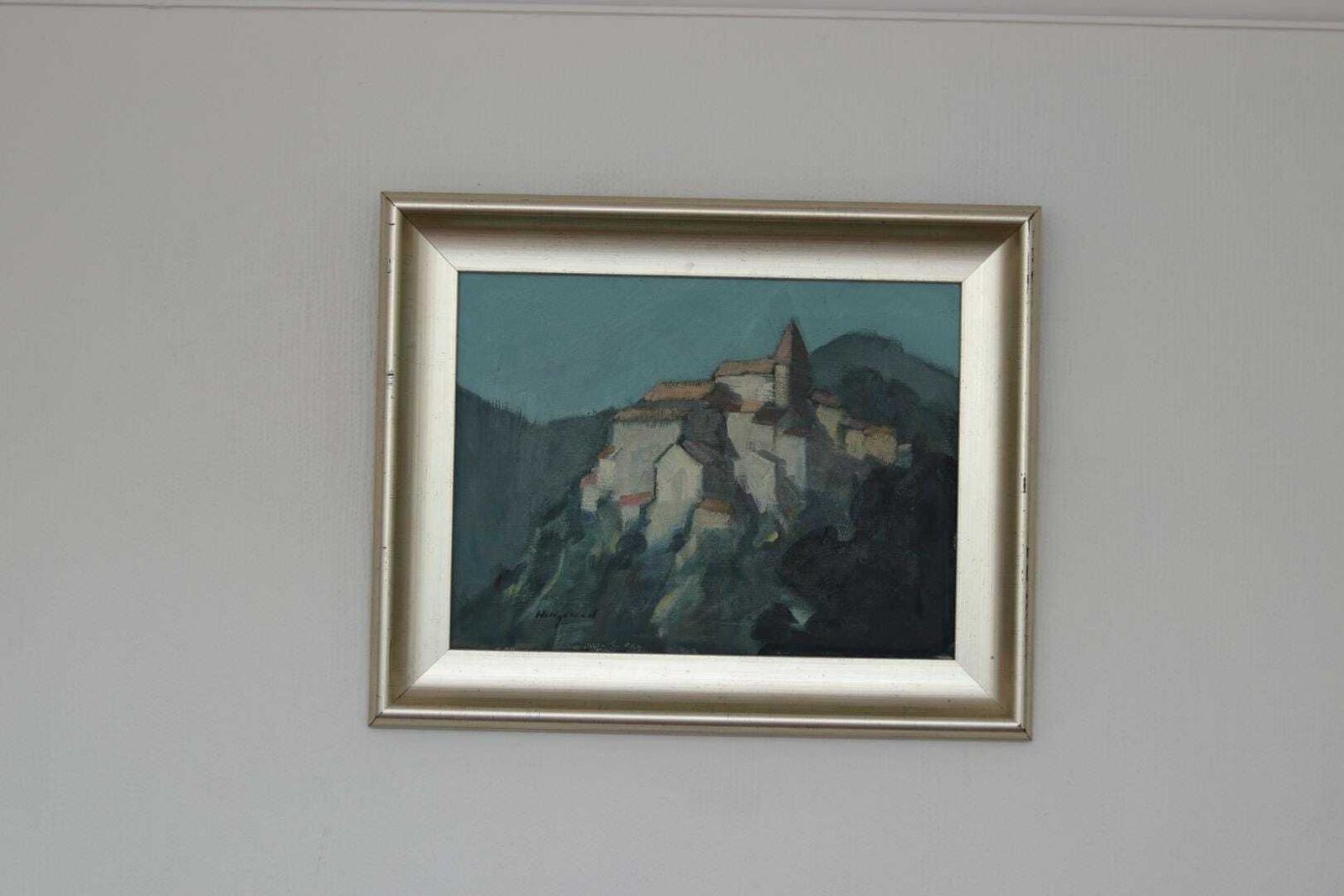 Original Mid Century Swedish Oil On Canvas – “Village Motif” By Bengt Hillgrund – Vintage & Framed 42.5 × 53 Cm (16.7" × 20.9")