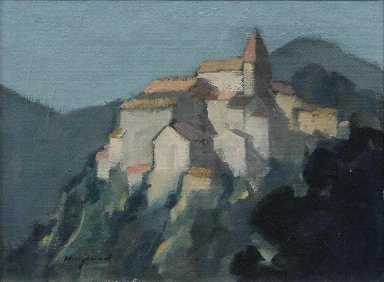 Original Mid Century Swedish Oil On Canvas – “Village Motif” By Bengt Hillgrund – Vintage & Framed 42.5 × 53 Cm (16.7" × 20.9") photo buy
