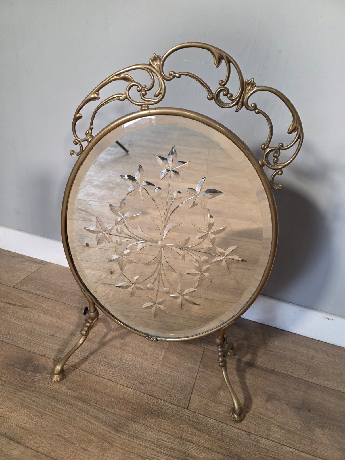 Antique Art Nouveau Style Cut Glass Fire Screen 1900s. photo 425.0