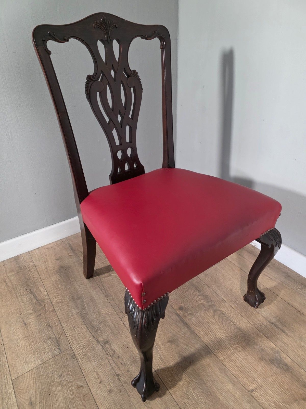 photo for sale Set Of 4 Antique Mahogany Chippendale Style Dining Chairs 1900s