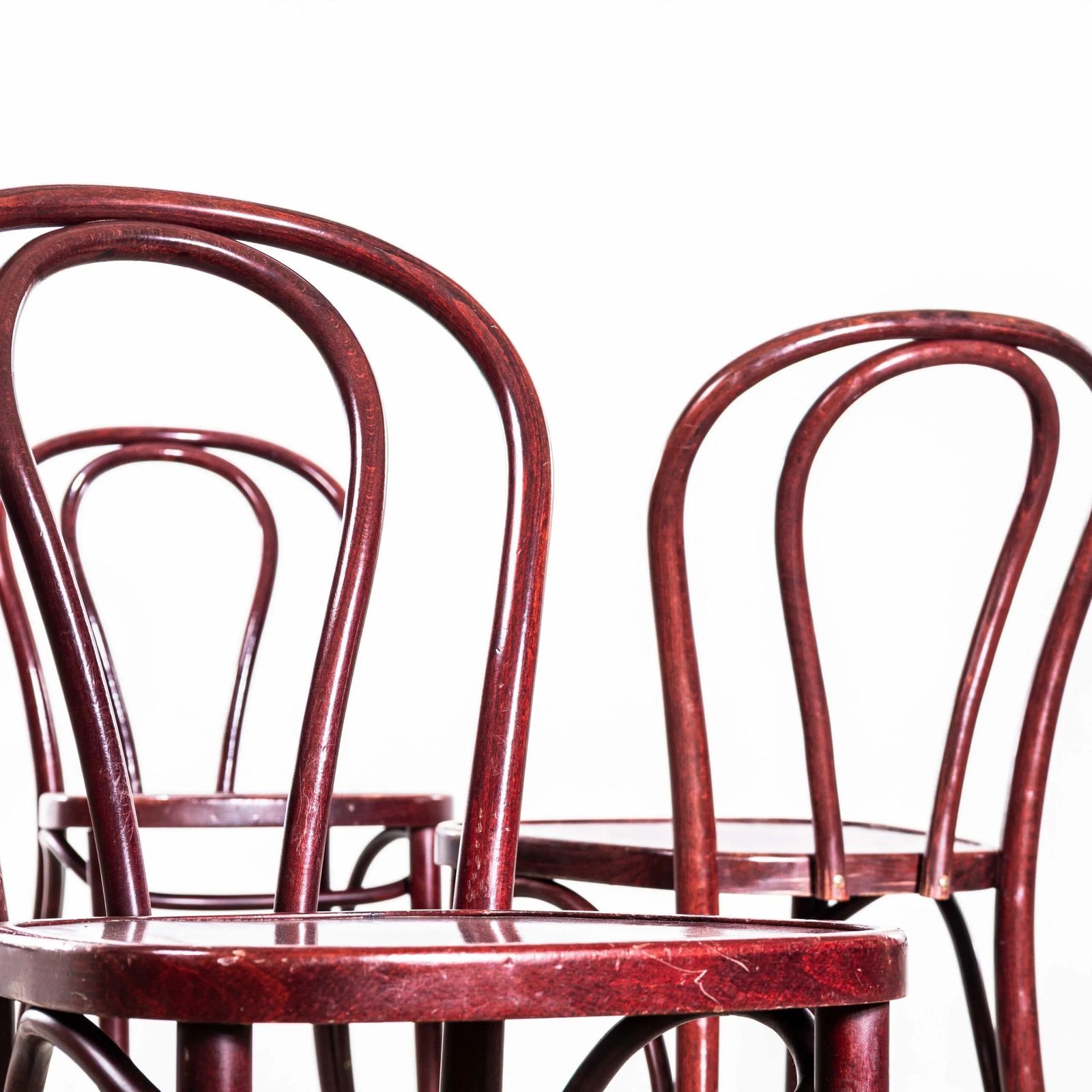1980’s Classic Dark Mahogany Hoop Back Bentwood Dining Chairs photo 186.0