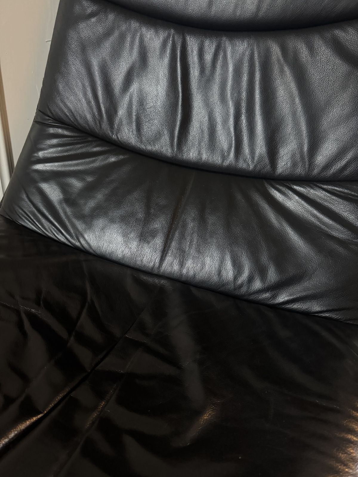 Vintage Italian Leather Swivel Chair 1970s Chrome Silver Base Black photo 450.0
