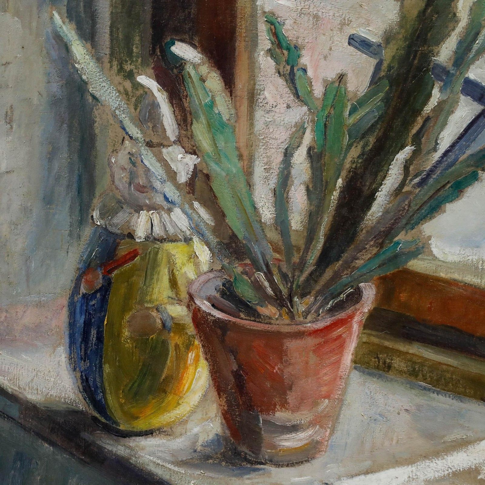 1923 Oil Still Life With Plant And Clown photo Art