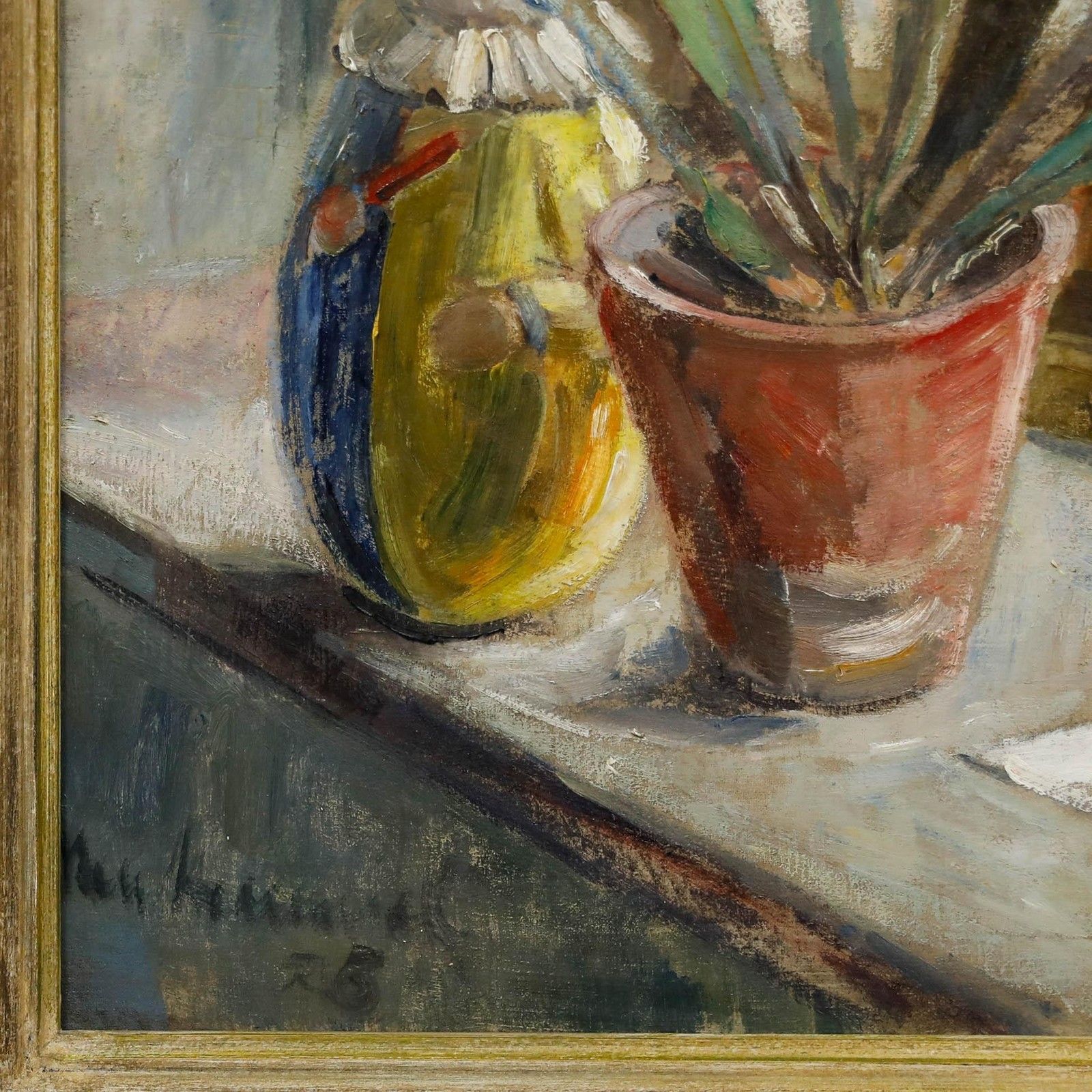 1923 Oil Still Life With Plant And Clown photo vinterior