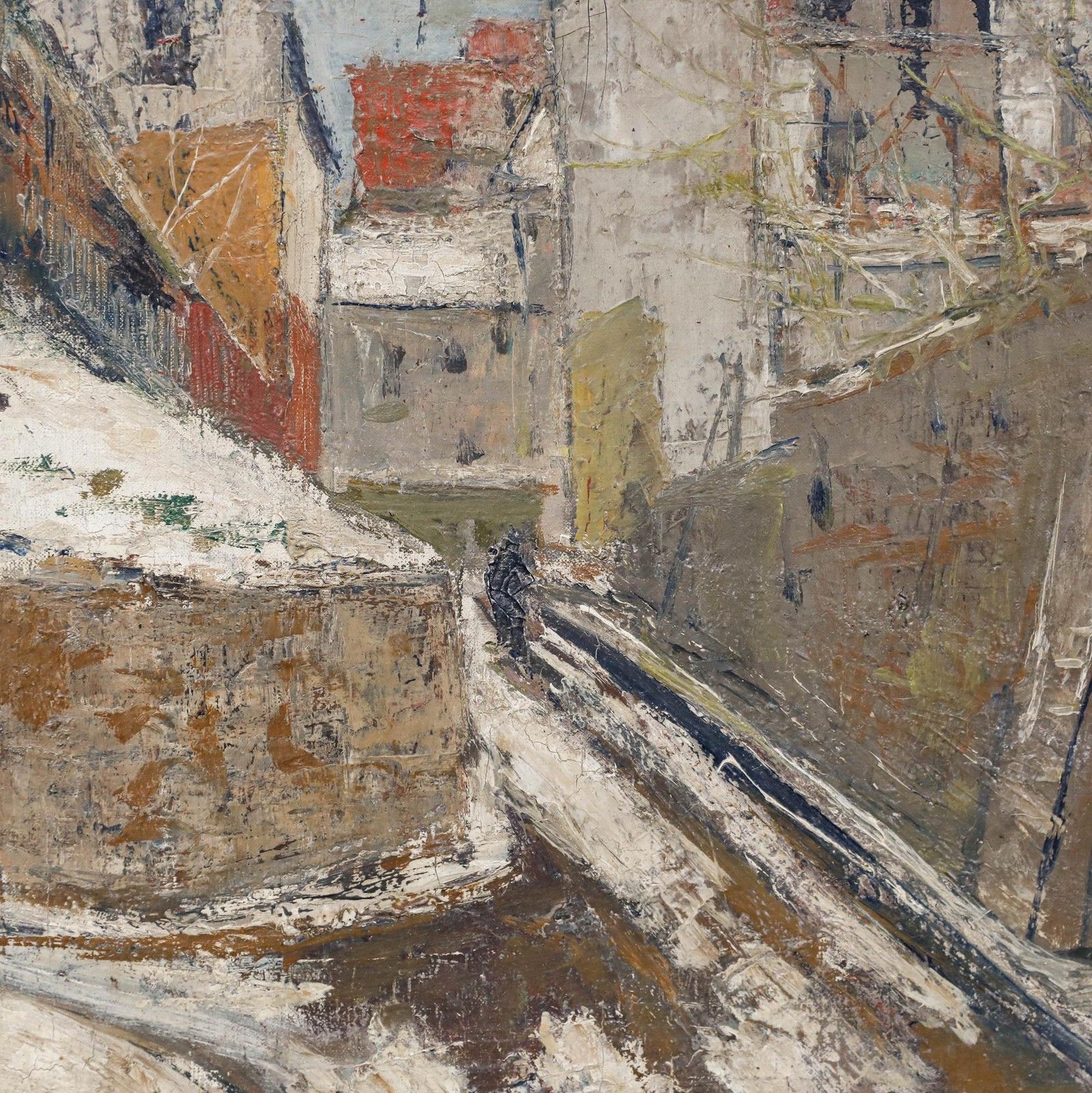 Louis Chervin (1905 1969) Mid 20th Century Oil, Rue Des Saules En Février photo Art