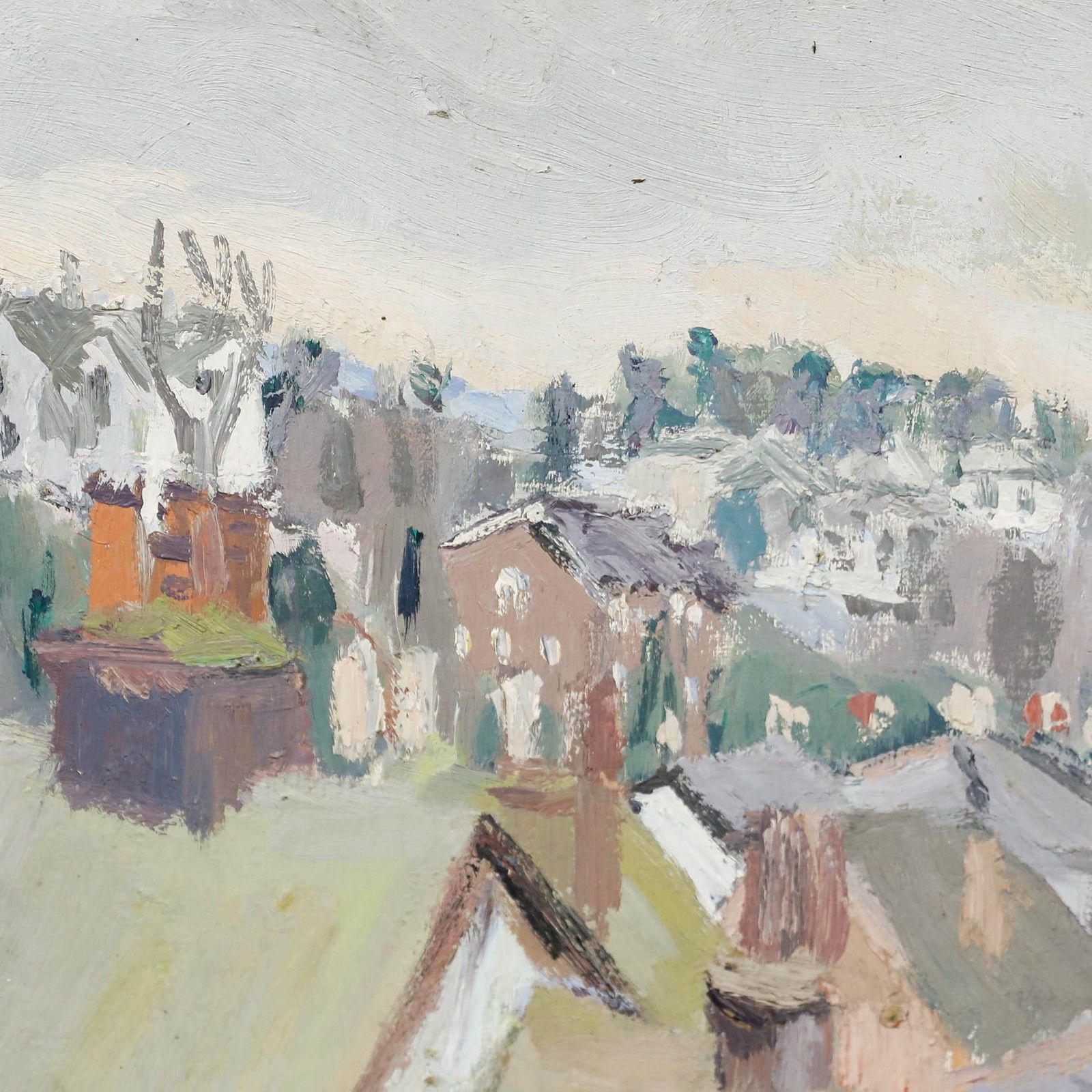 Modern British School Mid 20th Century Oil View Over Roof Tops photo Art