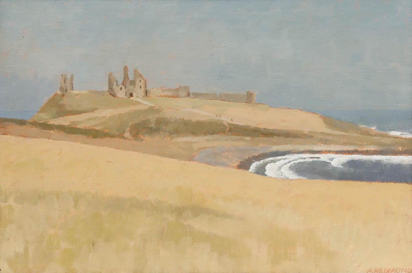 Aingelda Redmond (B.1927) 20th Century Oil, Dunstanburgh Castle photo furniture