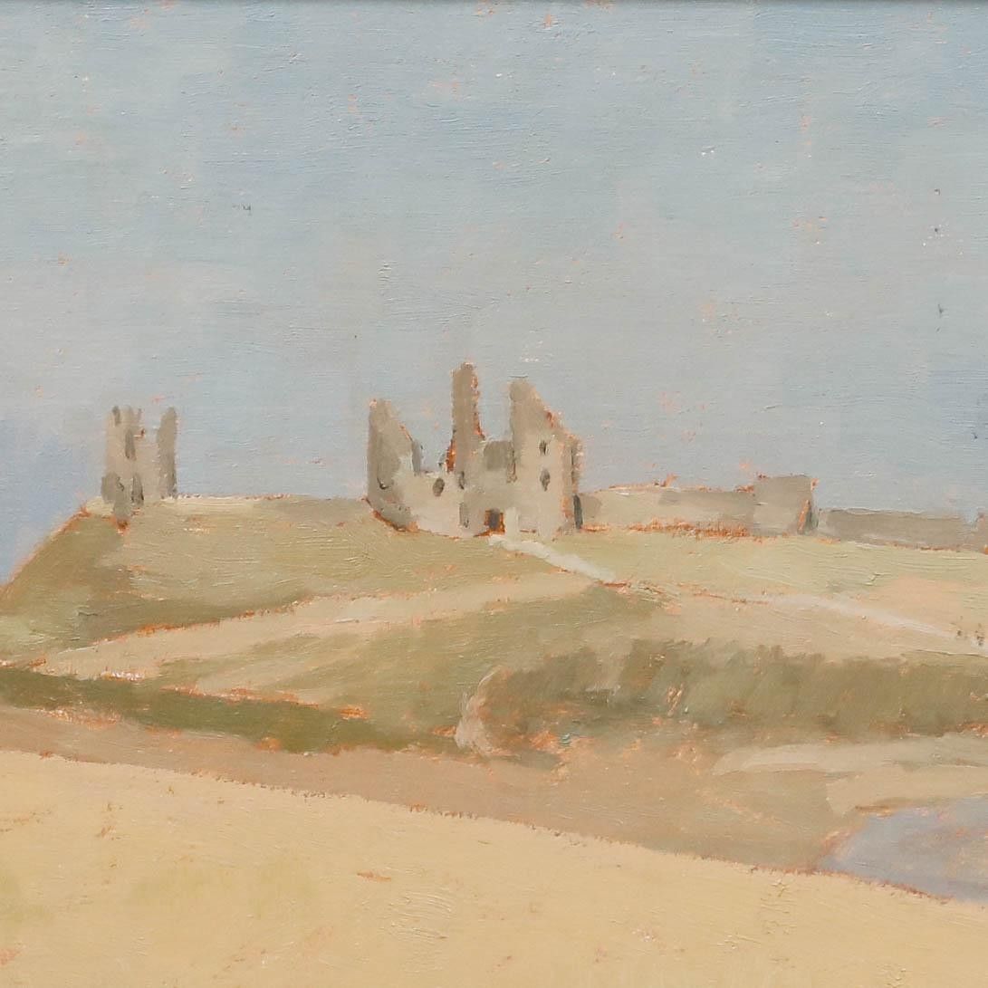 Aingelda Redmond (B.1927) 20th Century Oil, Dunstanburgh Castle photo Art