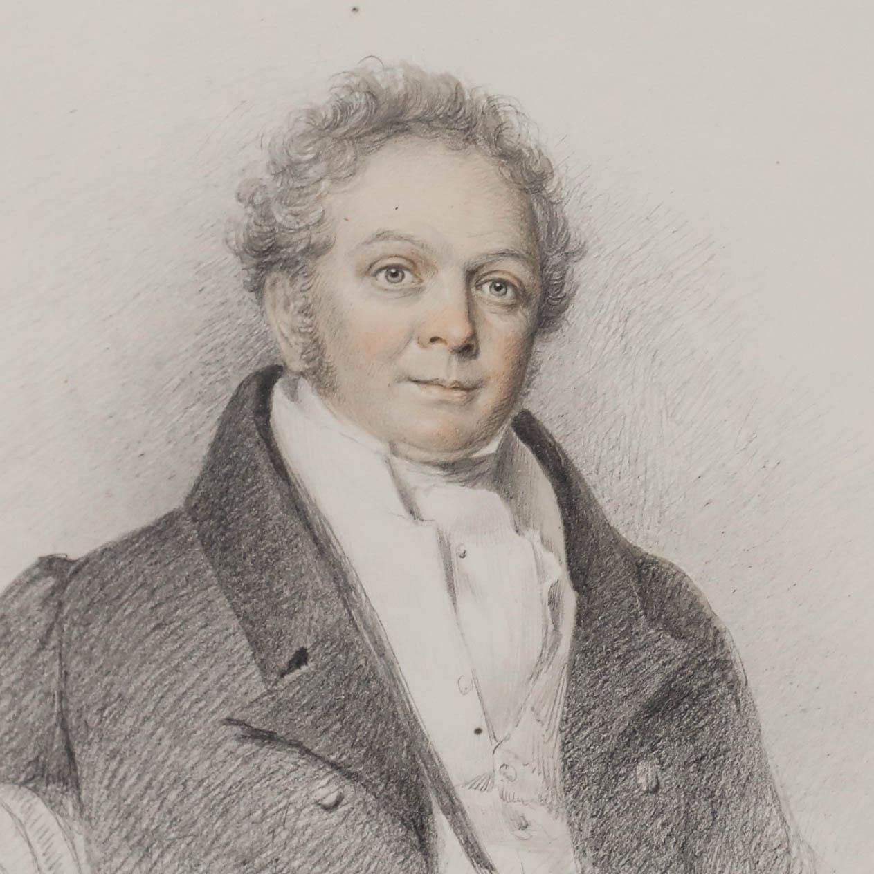 William Moore (1790 1851) 1829 Graphite Drawing, Portrait Of Robert Flower photo Art