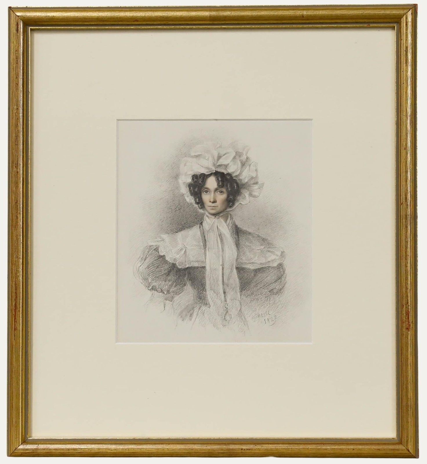 William Moore (1790 1851) 1829 Graphite Drawing, Portrait Of Sarah Flower
