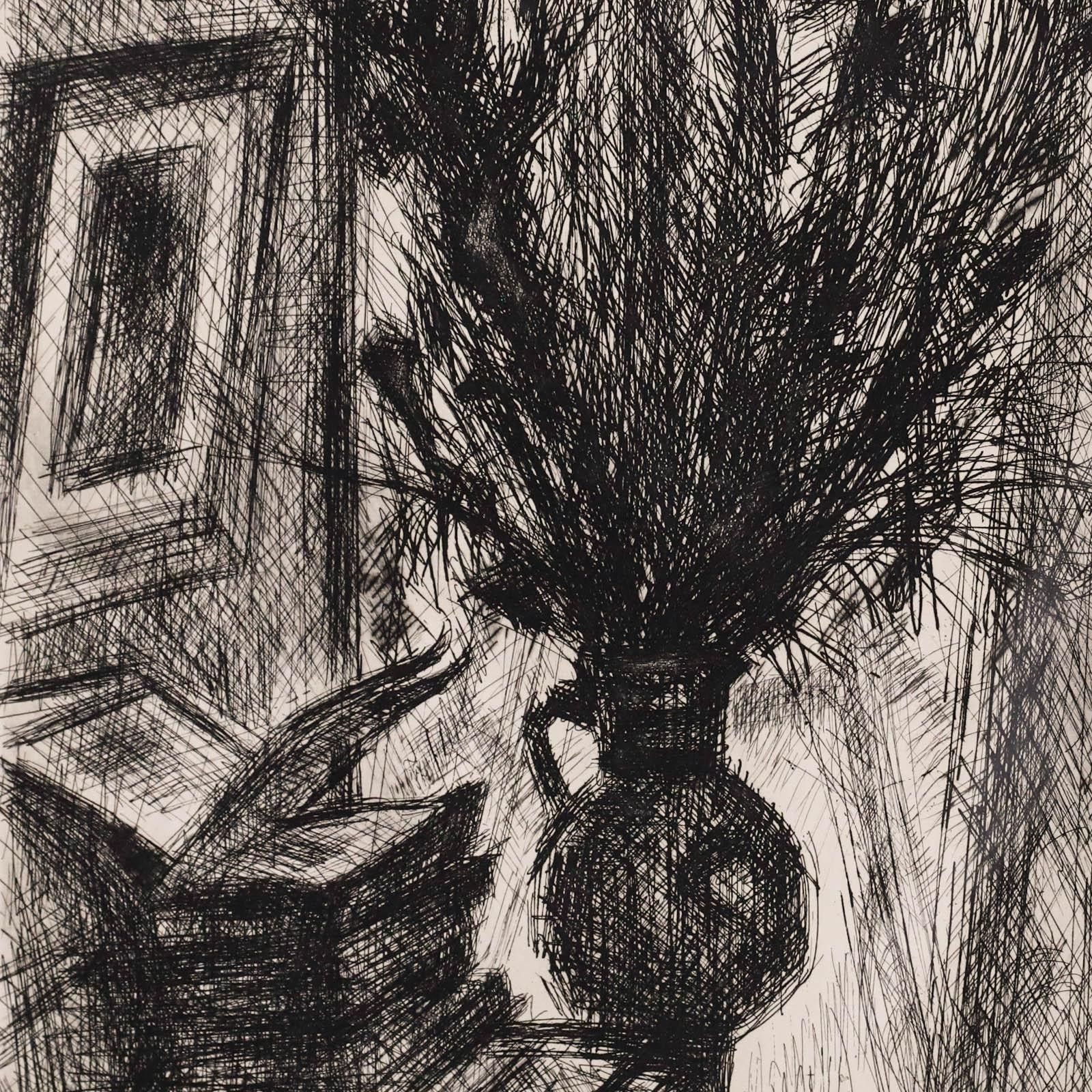 Simon Goldberg (1913 1985) Framed 20th Century Etching, Bouquet And Books photo Art