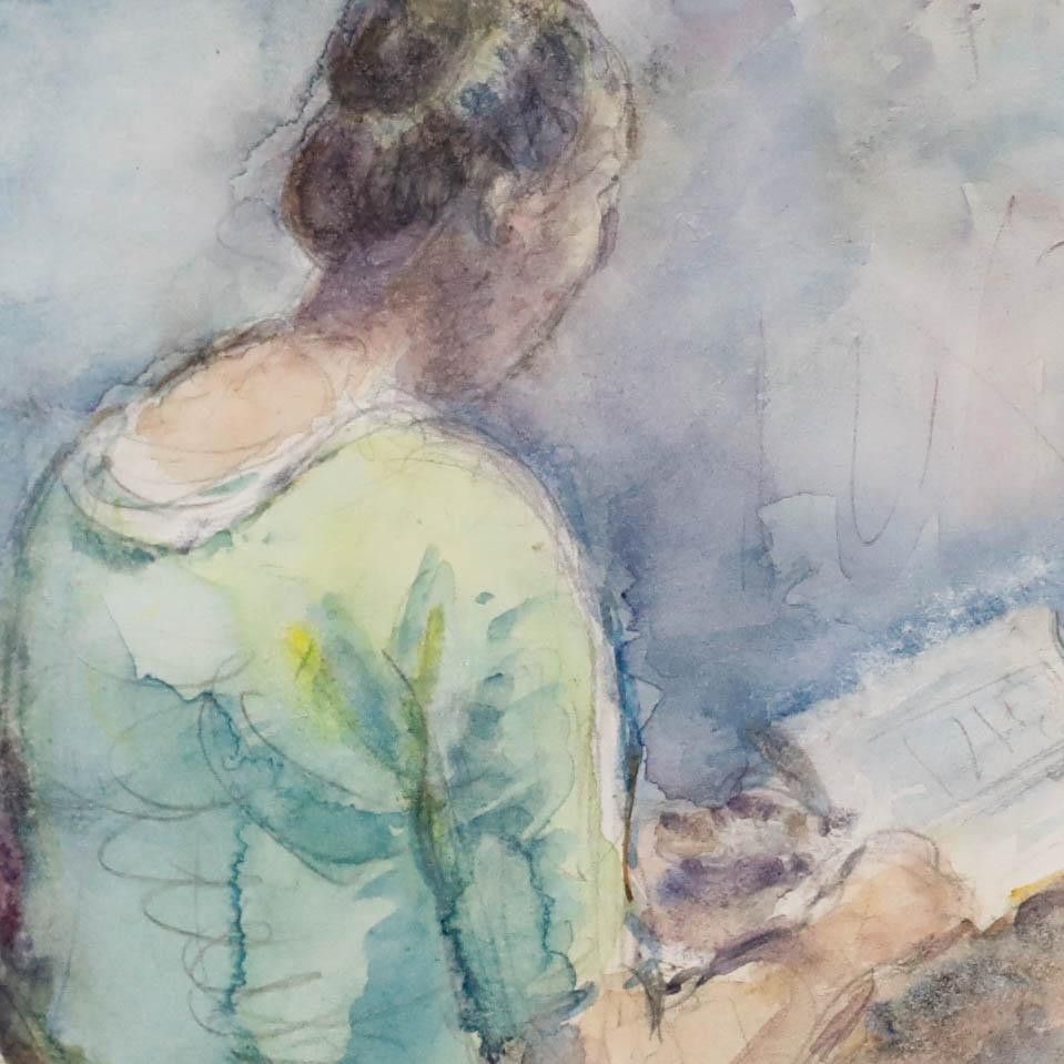 Simon Goldberg (1913 1985) Framed 20th Century Watercolour, Bedtime Reading photo Art
