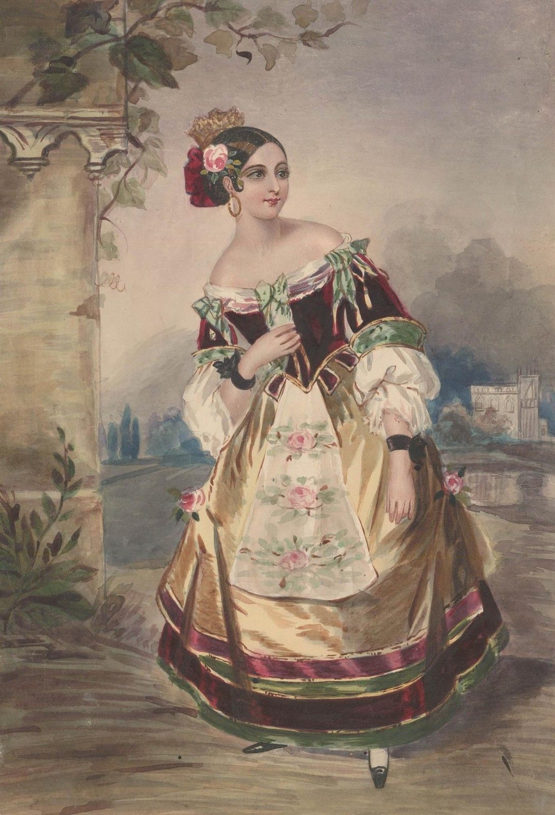 After Fanny Corbaux (1812 1883) 19th Century Watercolour, Emma Albertazzi photo furniture