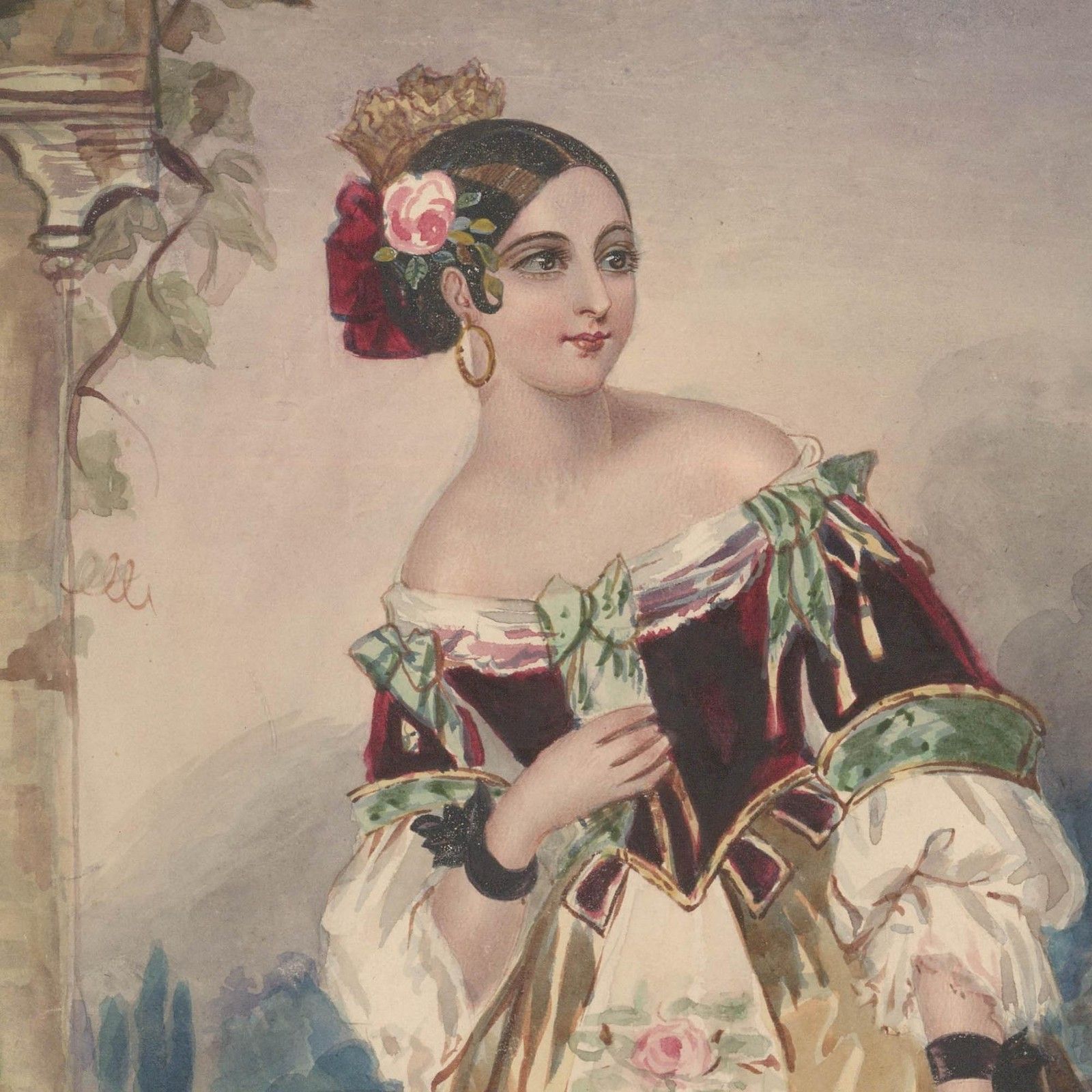 After Fanny Corbaux (1812 1883) 19th Century Watercolour, Emma Albertazzi photo for sale