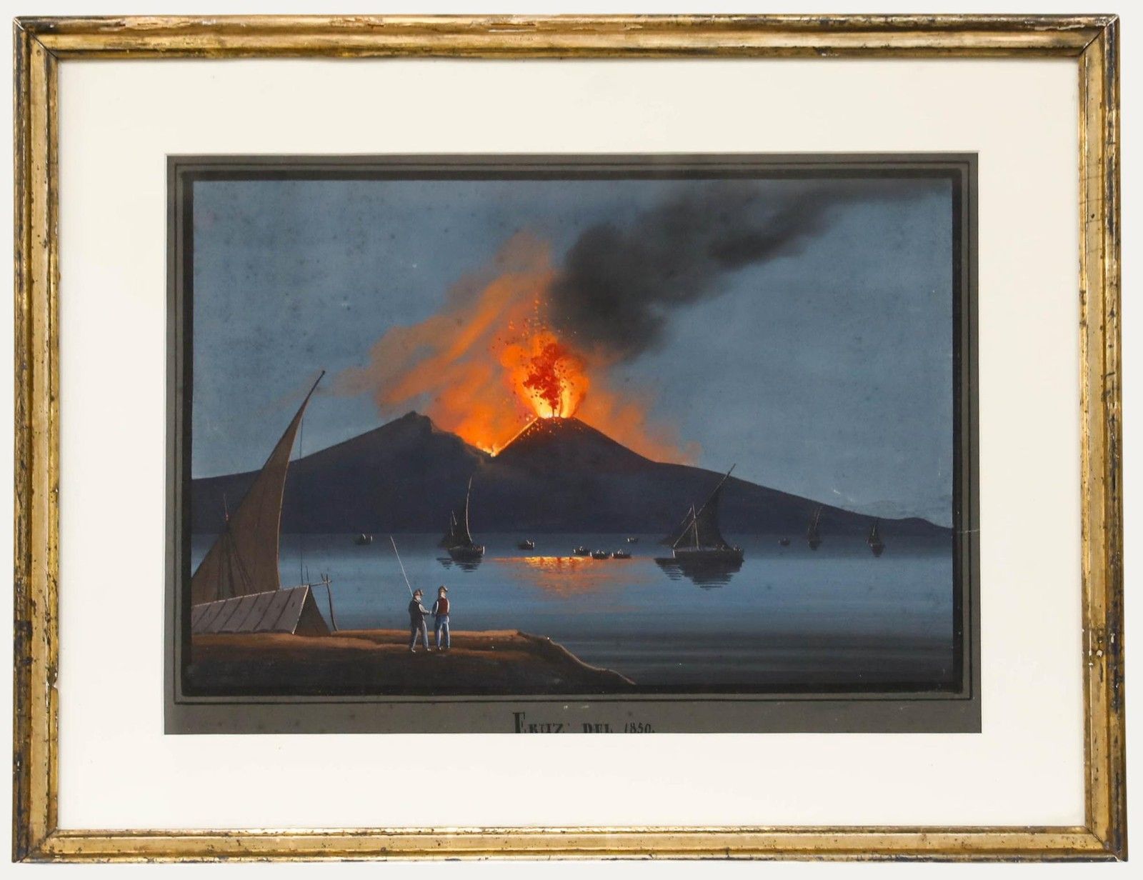 Attrib. Gioacchino La Pira (Act.1839 1870) Gouache, The Eruption Of 1850