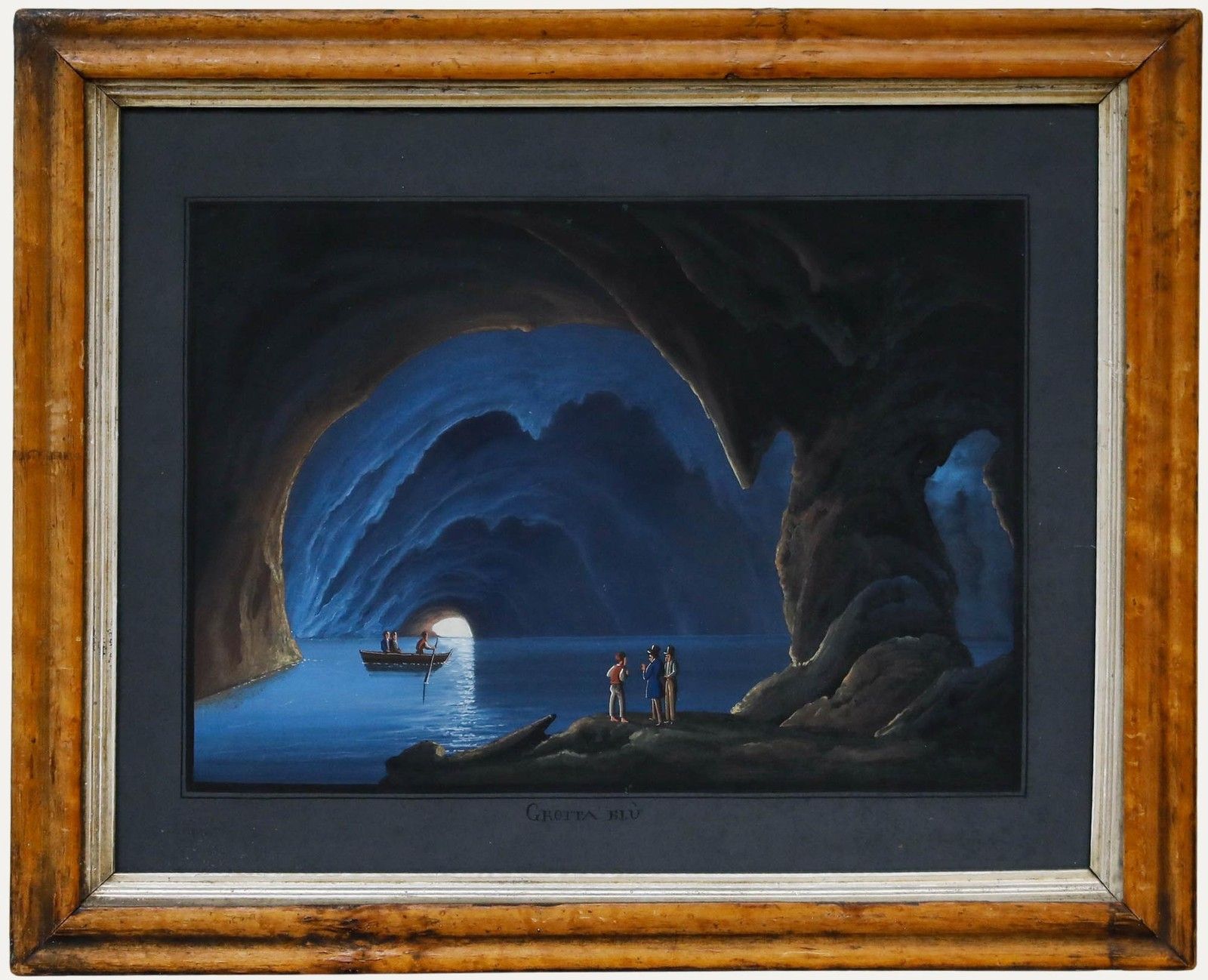 Attrib. Gioacchino La Pira (Act.1839 1870) 19th Century Gouache, Grotta Blu
