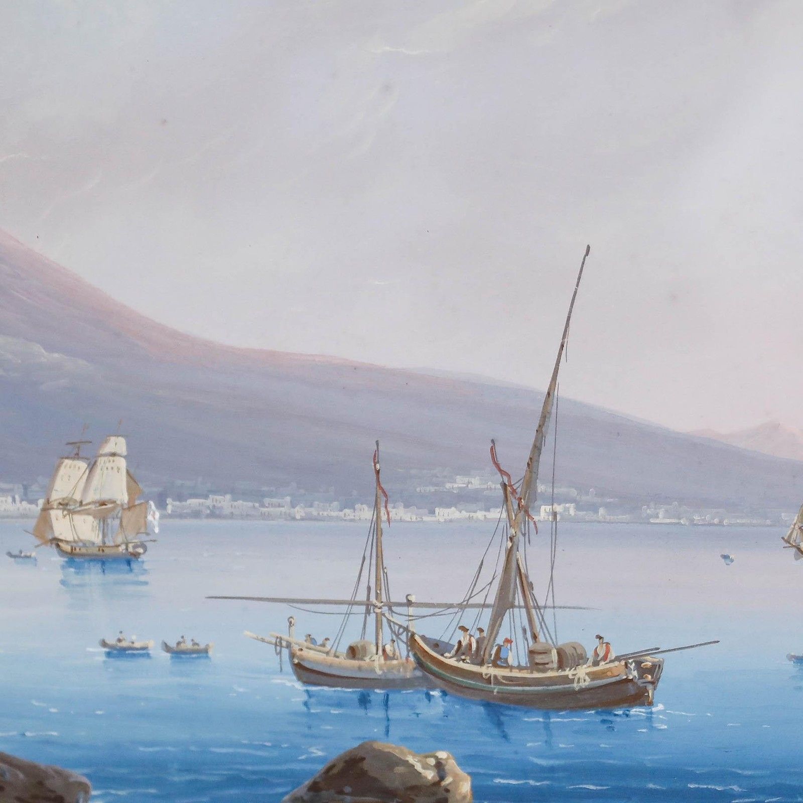 Attrib. Gioacchino La Pira (Act.1839 1870) Gouache, Mount Vesuvius photo Art