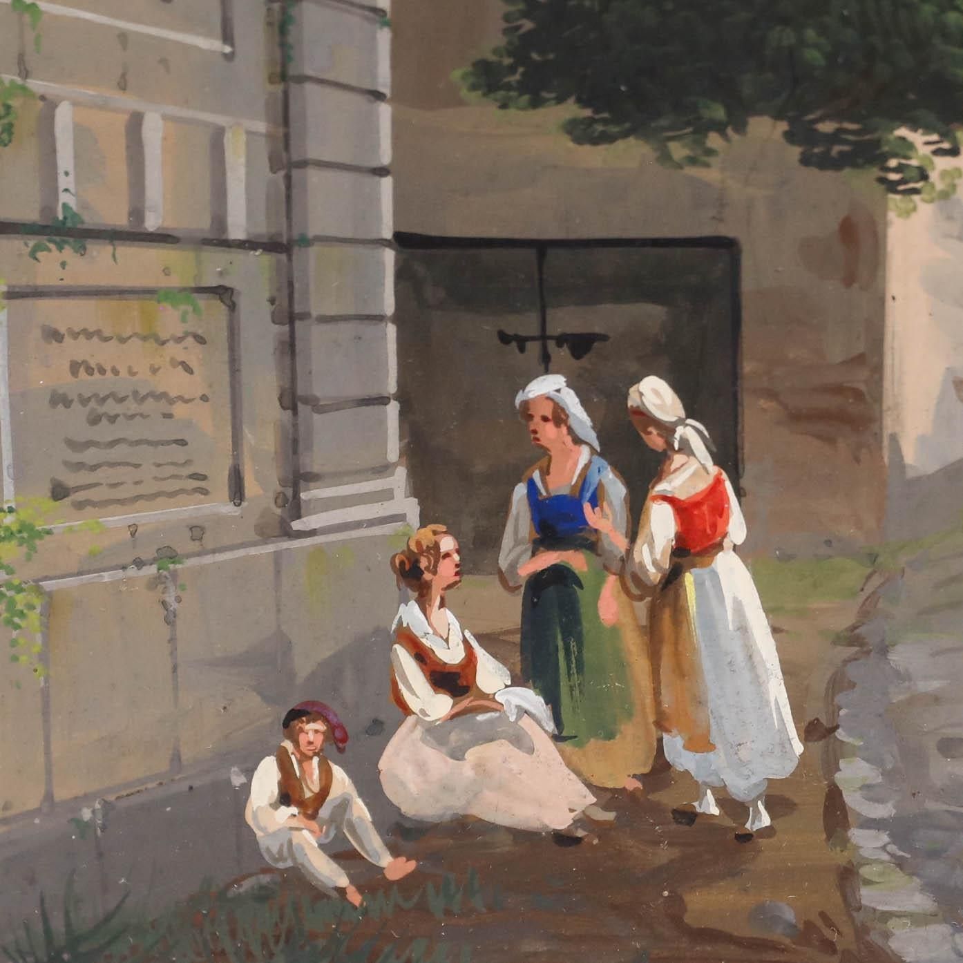 Attrib. Gioacchino La Pira (Act.1839 1870) Gouache, Crypta Napoletana photo Art