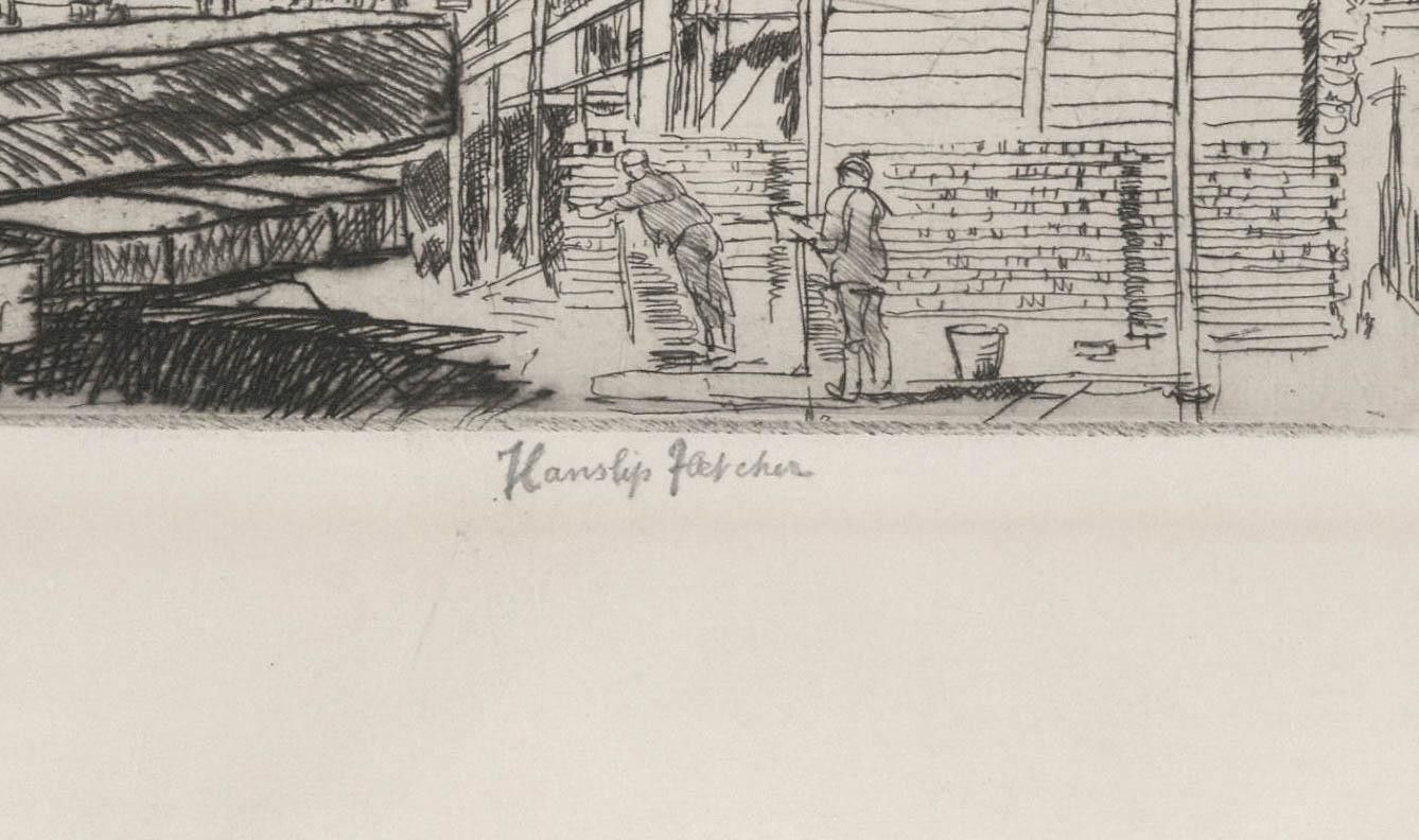 Hanslip Fletcher (1874 1955) 1910 Etching, Gloucester Street photo Art
