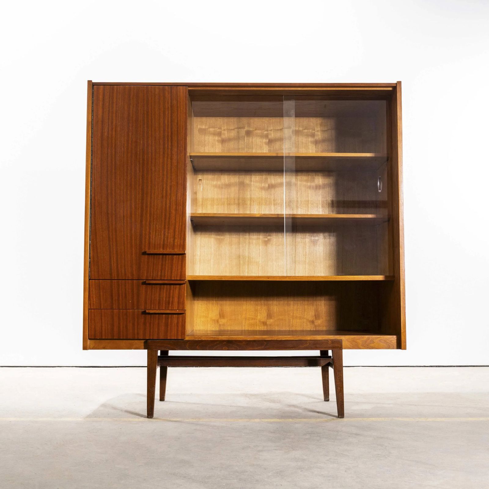 1960’s Large Mid Century Glass Fronted Cabinet From Up Zavody