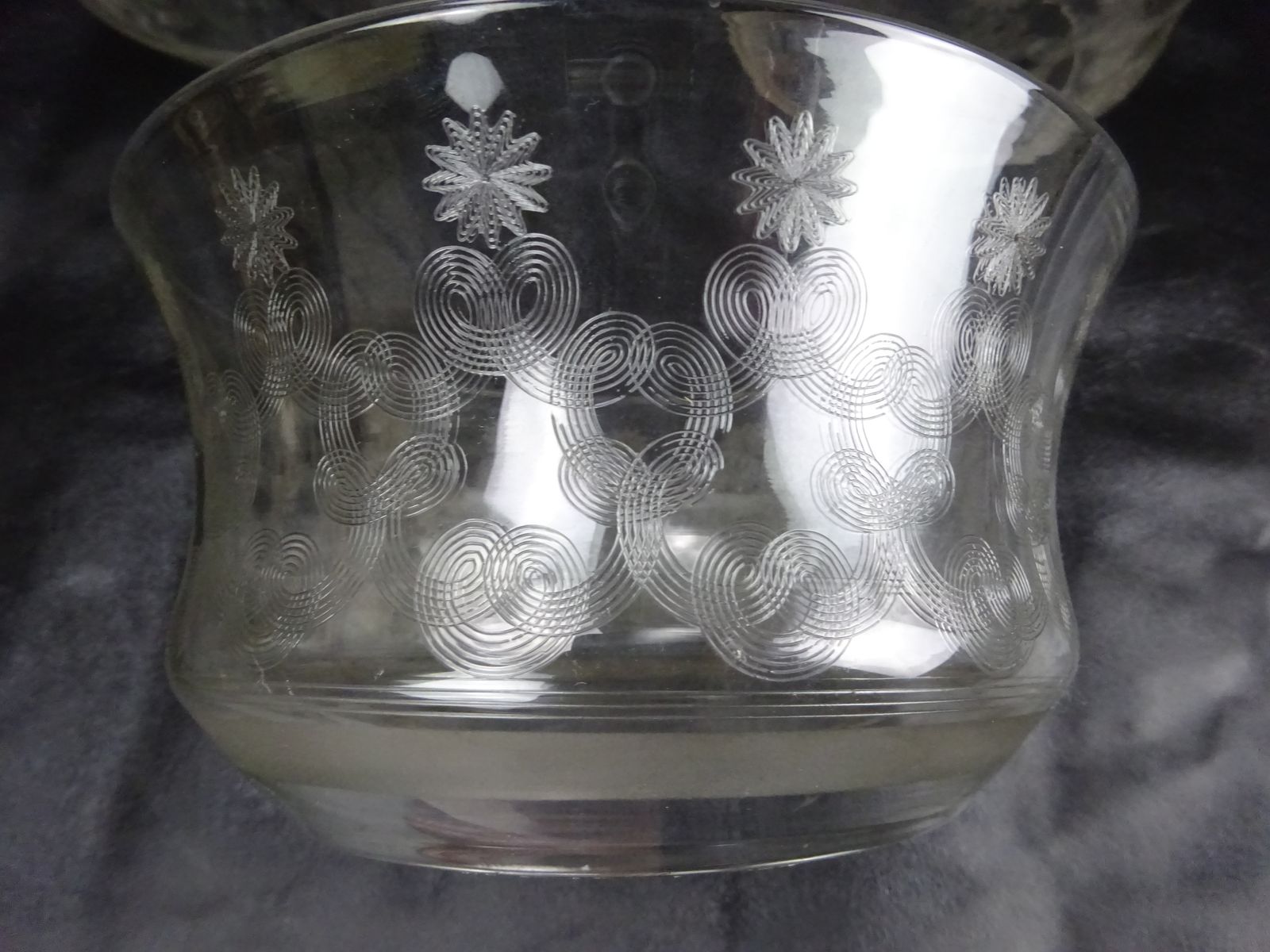 Set Of 3 Reclaimed Etched Glass Gas Chandelier Shades photo buy