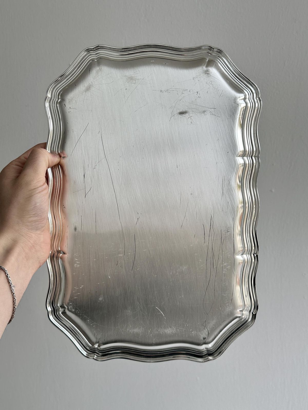 Lightweight, Shiny Metal Trays, Elegant Antique Trays, Chic Serving Platter, Refined Table Decoration, Elegant Service photo buy