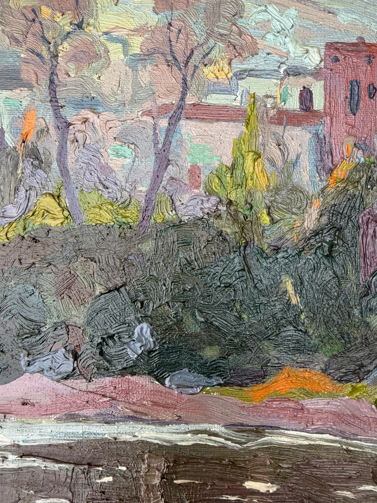 Antoni Llobet Aracil Mediterranean Coastal Landscape Oil On Canvas Painting European Art C.1950 photo vinterior