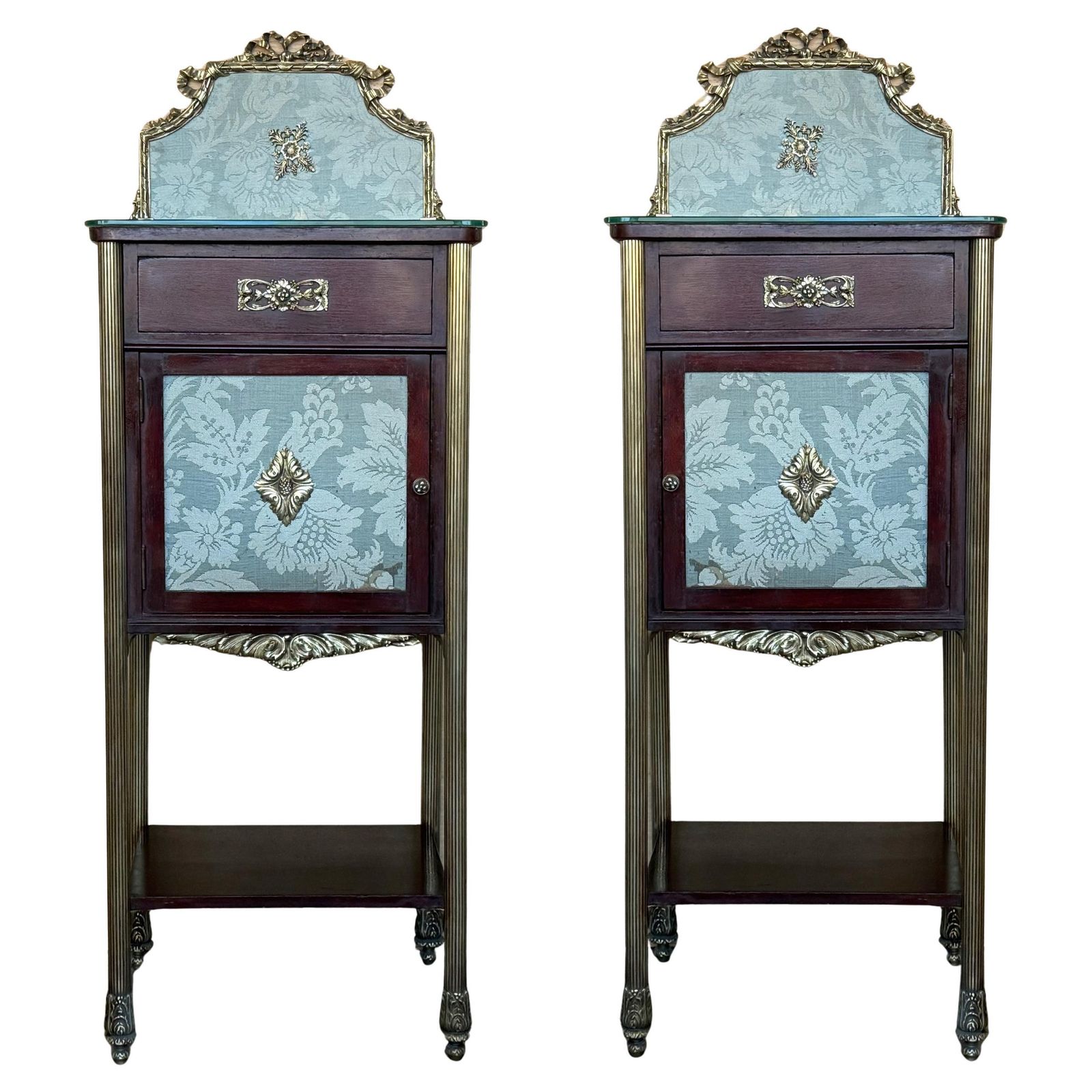 Pair Of Antique French 19th Hight Night Stands Or Bedside Mahogany Tables