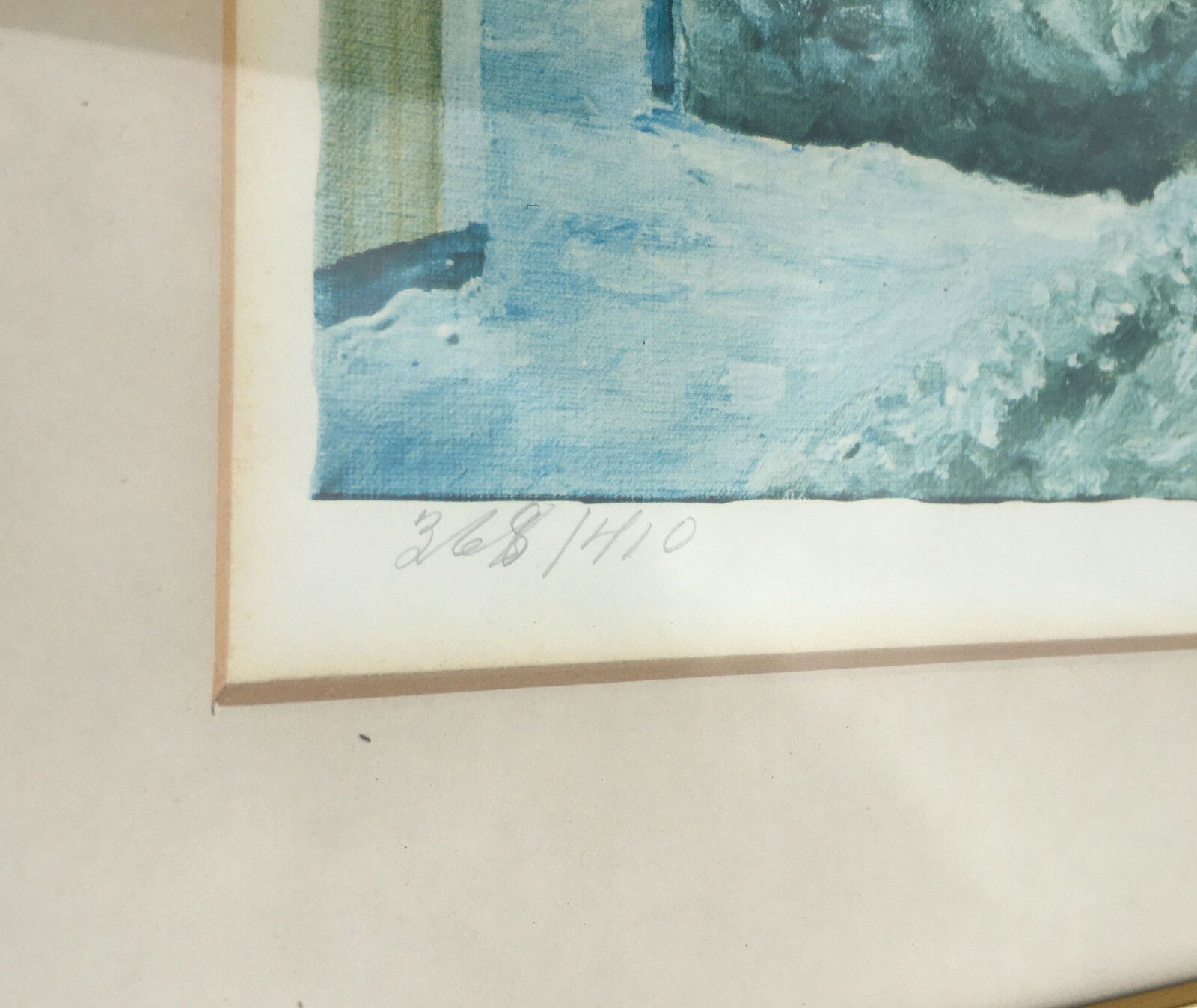 Vintage Lithography On Paper Winter Cityscape, By Artist In 1970's, Nr 368/410 photo for sale