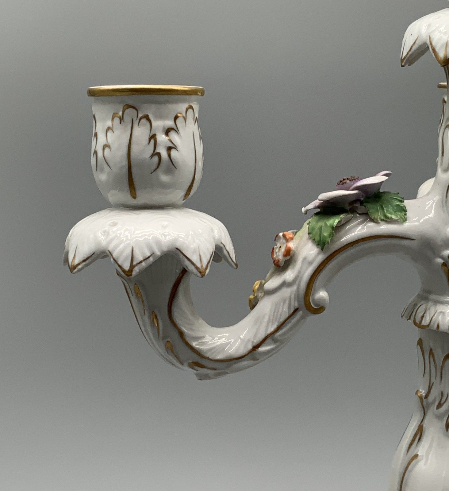 Home Decor Pair Beautiful Rococo Style Floral Porcelain 4 Branch Candelabra Candlesticks photo