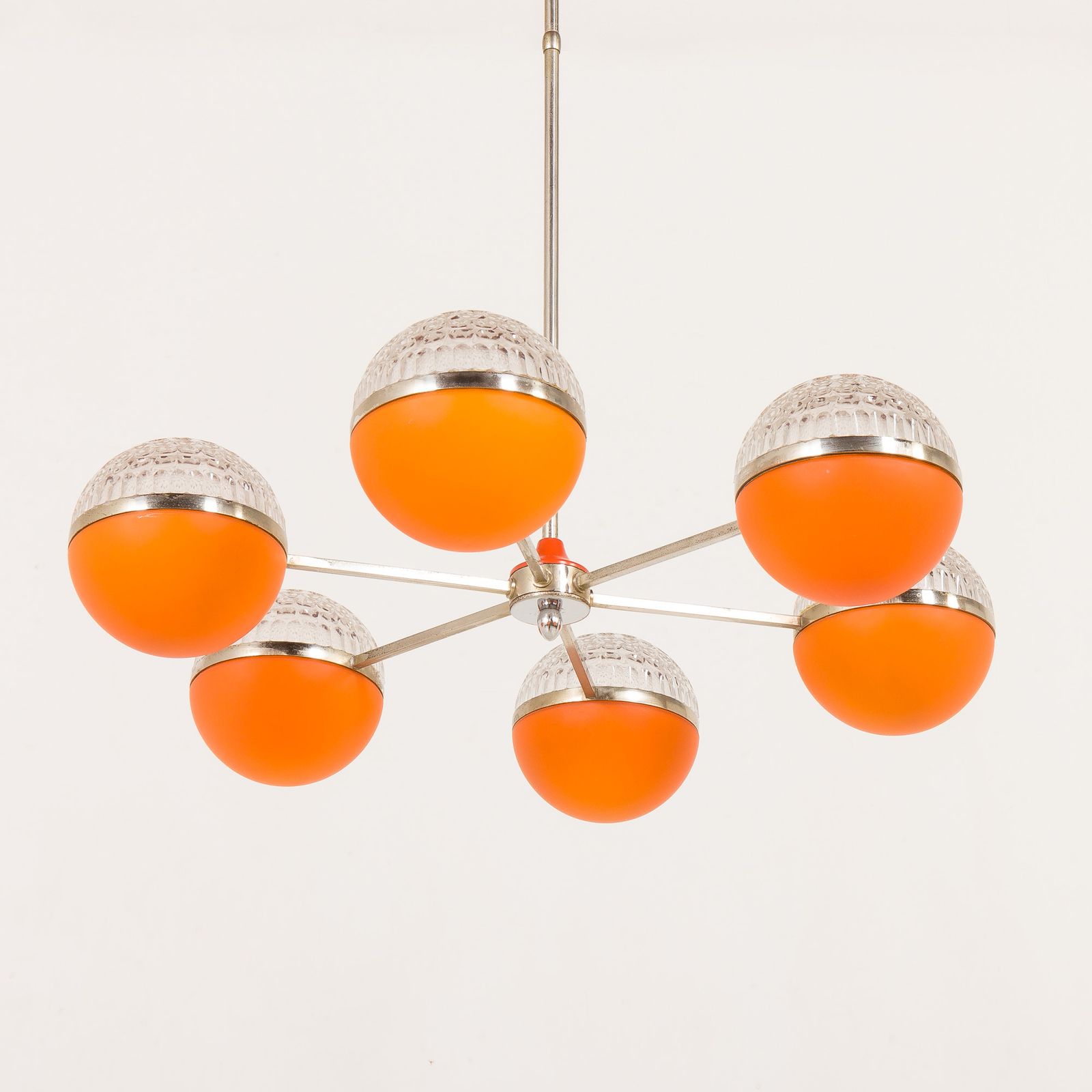 Italian Space Age Chandelier With Crystal Glass Shades, 1970s photo vintage