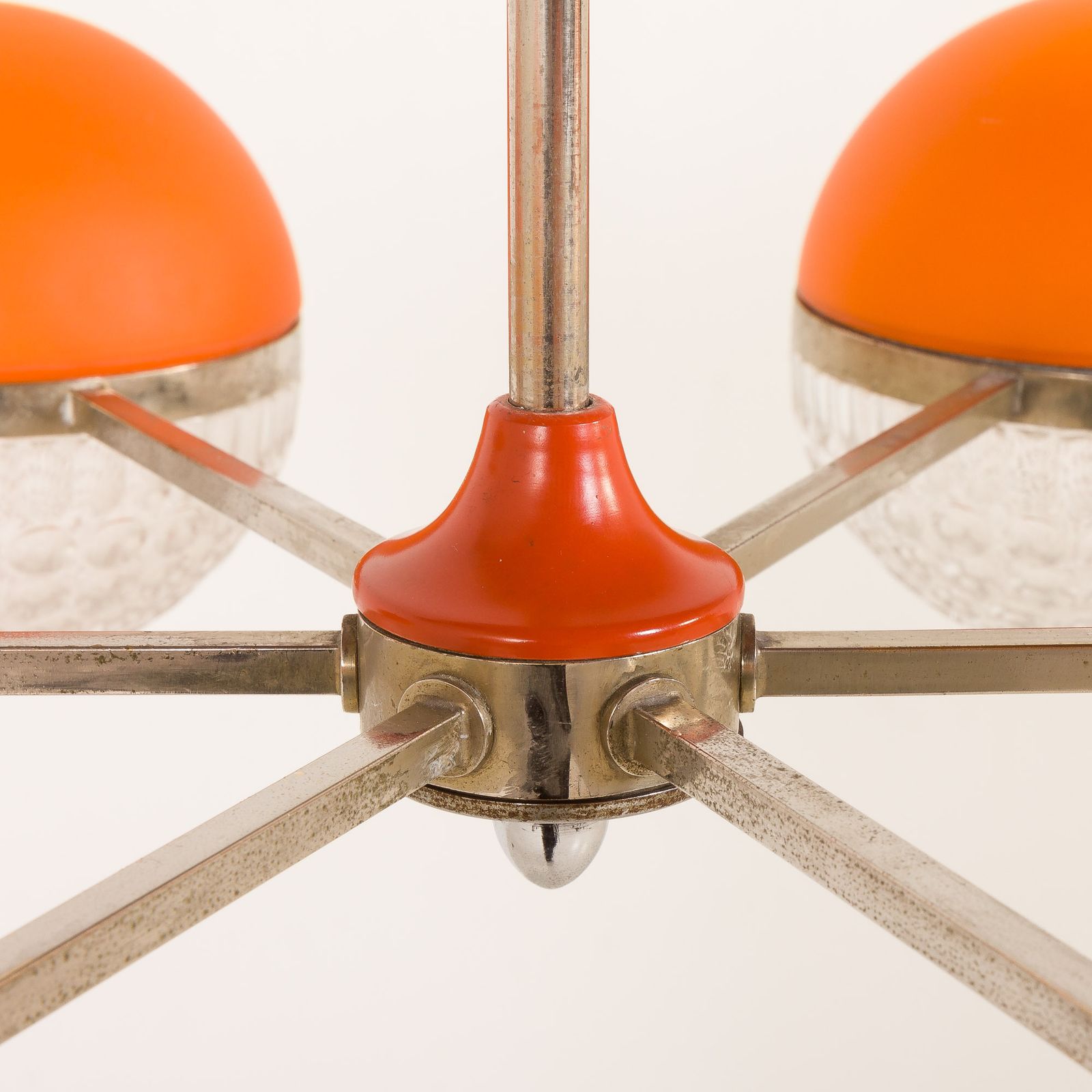 photo for sale Italian Space Age Chandelier With Crystal Glass Shades, 1970s