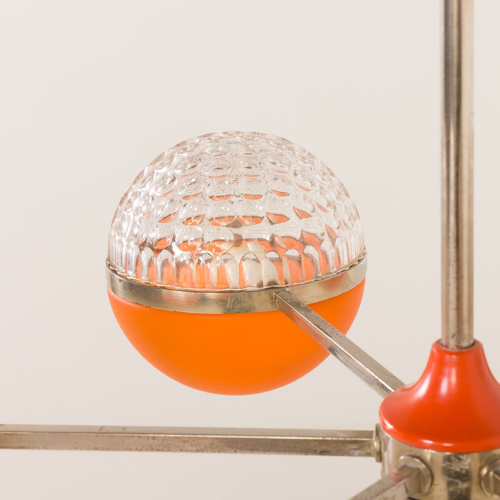 photo vintage Italian Space Age Chandelier With Crystal Glass Shades, 1970s