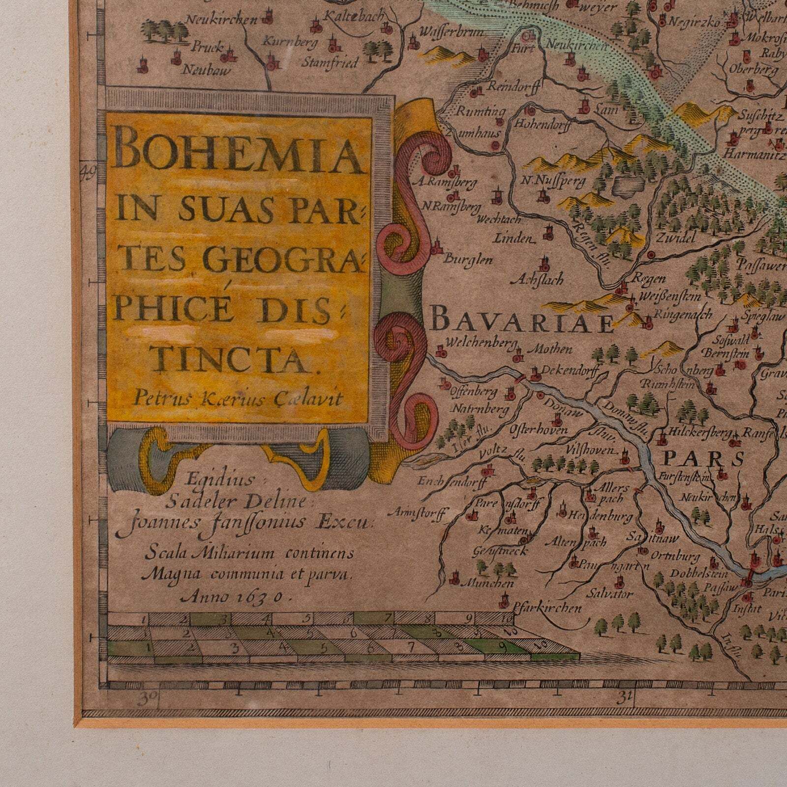Antique Map Of Bohemia, Dutch, Framed Cartography, Johannes Janssonius, C.1630 photo 913.0