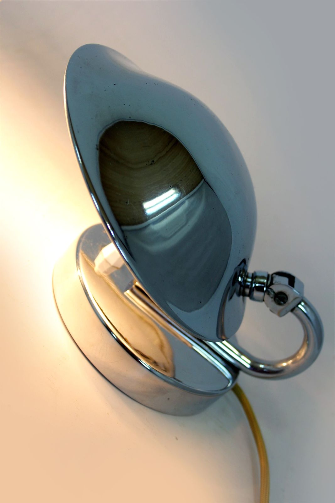 photo for sale Pair Of Bauhaus Style Chrome Bedside Table Lamps From Napako, Czechoslovakia, 1930s