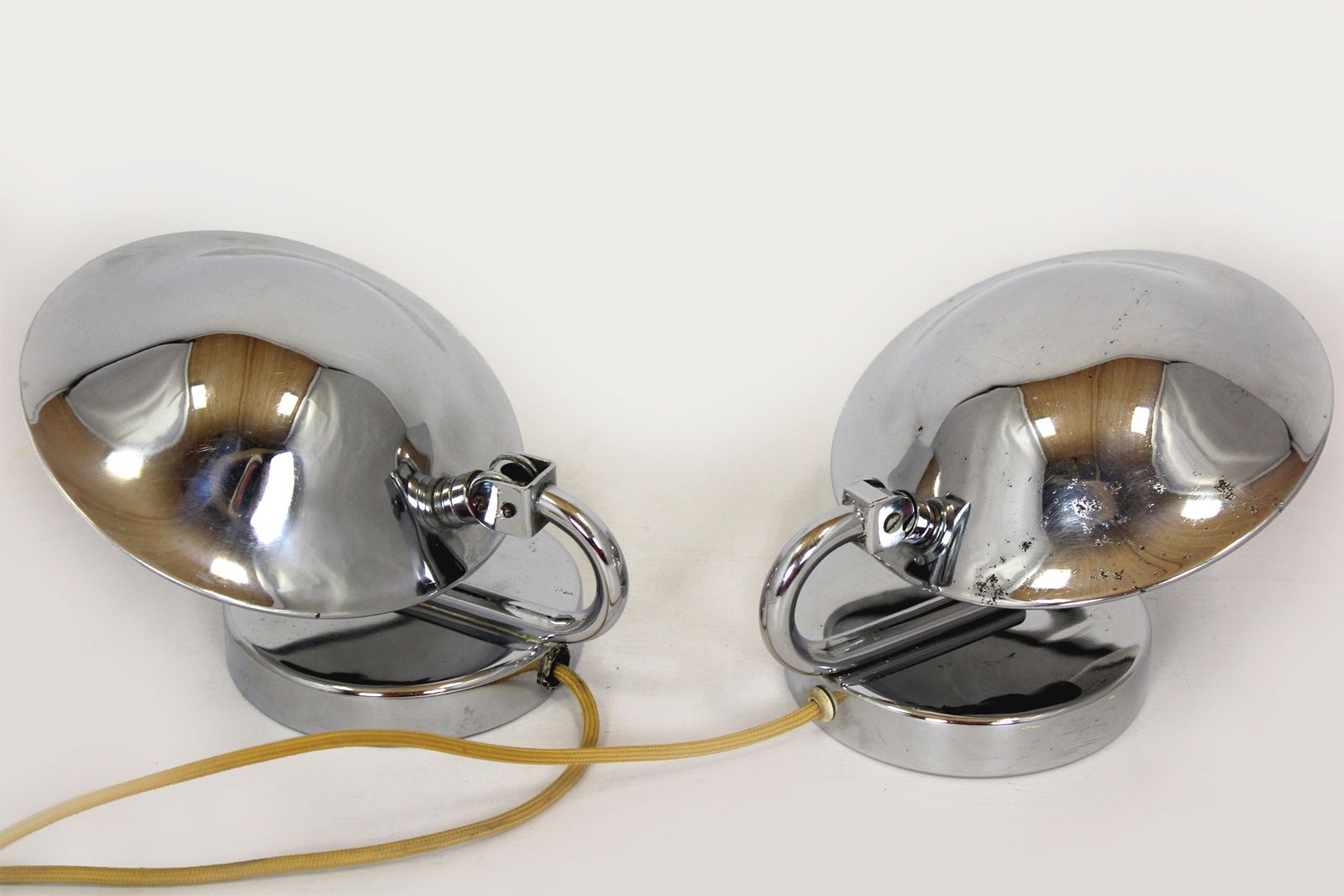 photo buy Pair Of Bauhaus Style Chrome Bedside Table Lamps From Napako, Czechoslovakia, 1930s