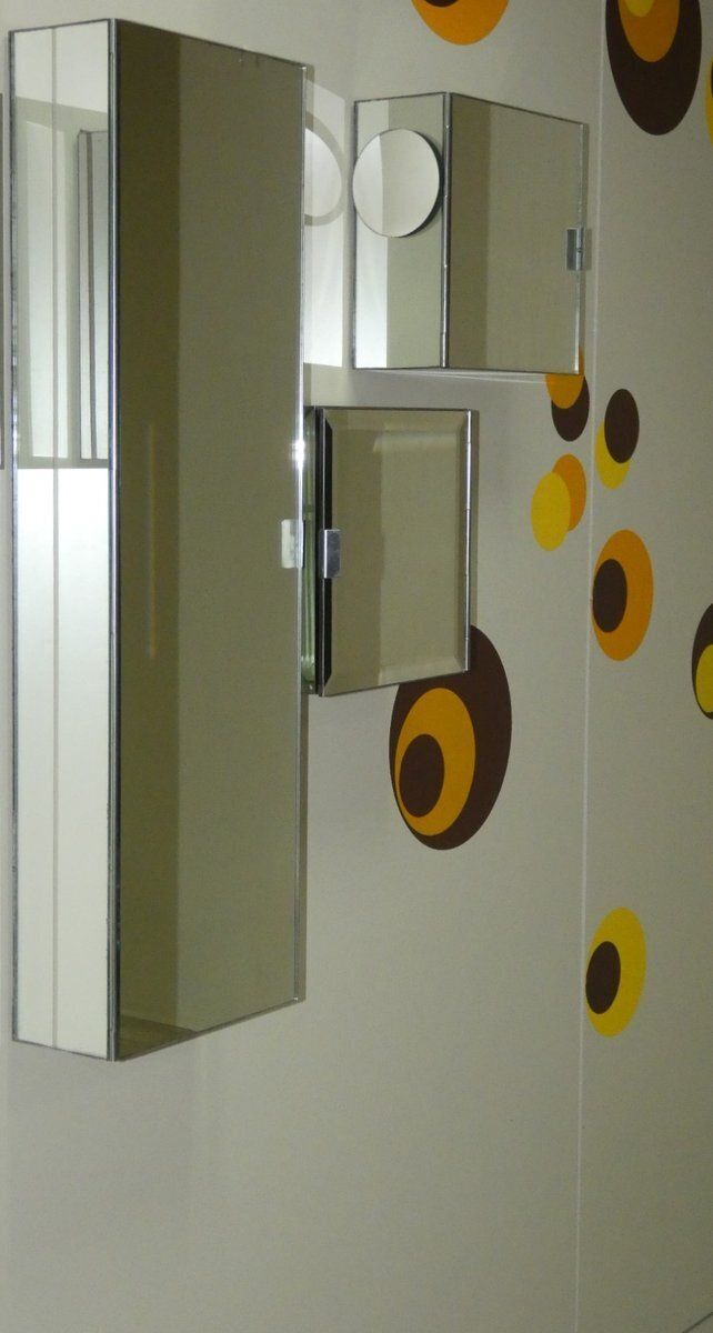 photo for sale Vintage Italian Mirrored Cabinets, 1970s, Set Of 3
