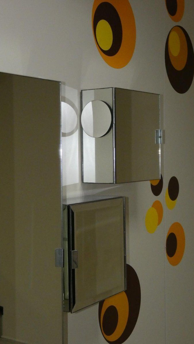 Furniture Vintage Italian Mirrored Cabinets, 1970s, Set Of 3 photo