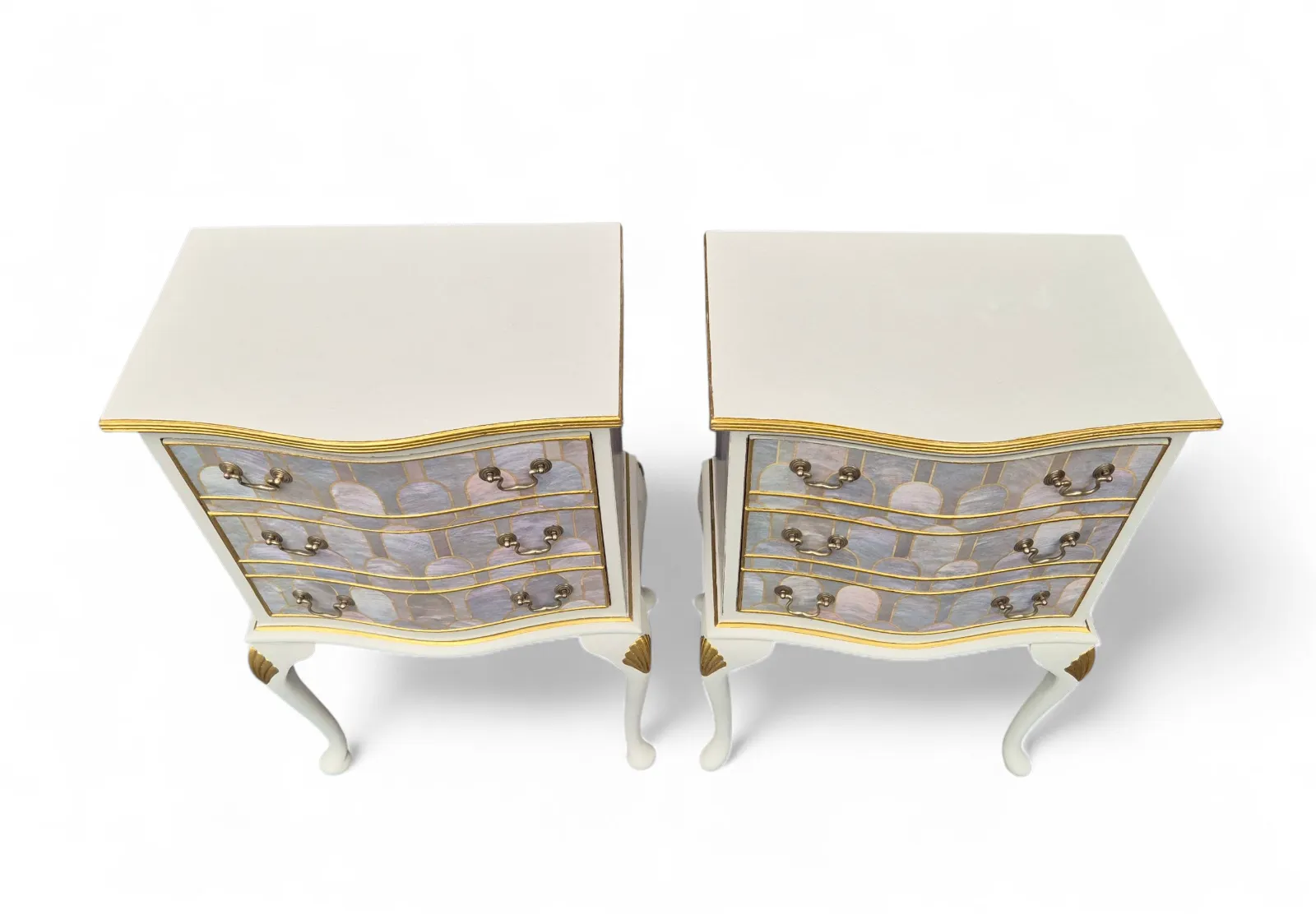 Pair Of Professionally Upcycled Bedsides With Art Deco Bethan Gray Decoupage photo vinterior
