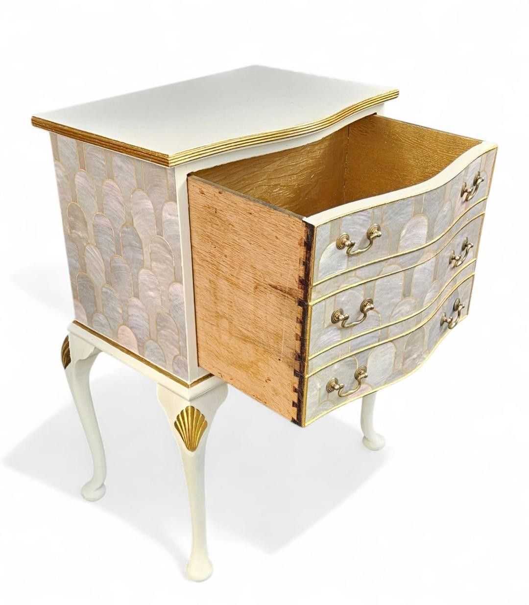 Pair Of Professionally Upcycled Bedsides With Art Deco Bethan Gray Decoupage photo vintage
