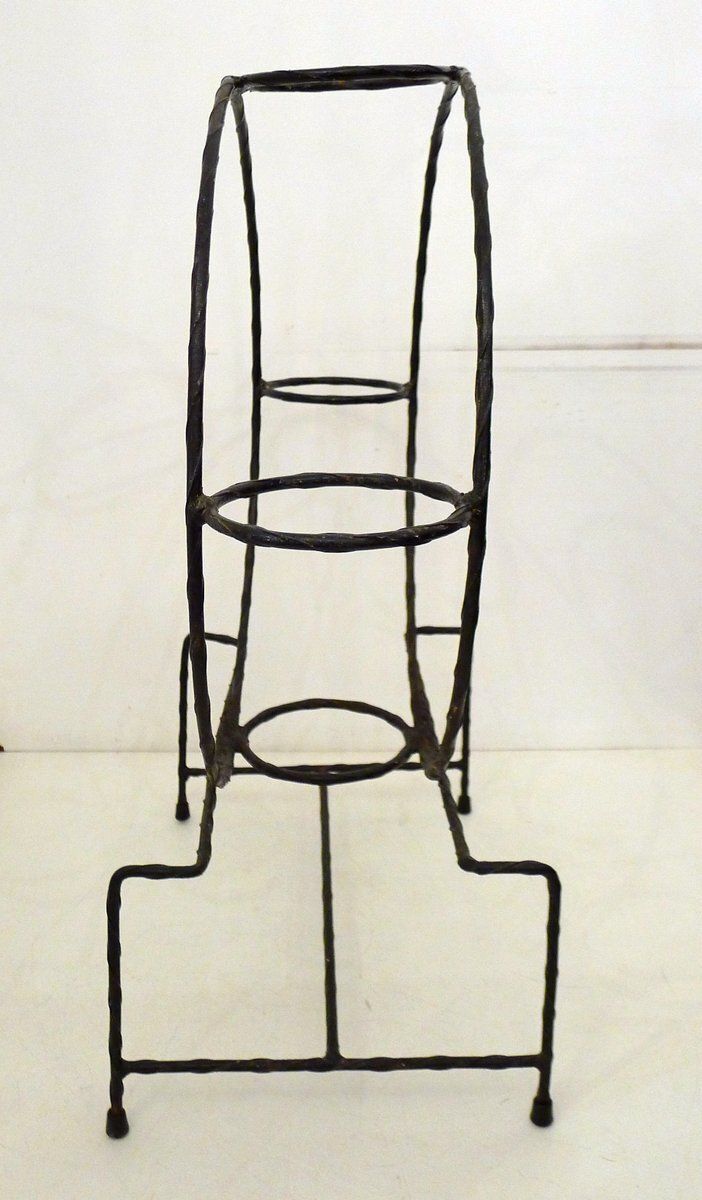 Round Openwork 4 Plant Stand In Black Wrought Iron, 1960s photo 130.0